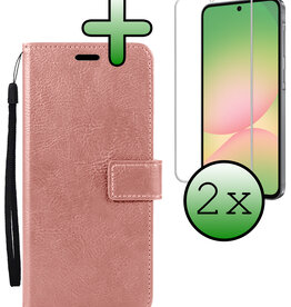 BASEY. BASEY. Samsung Galaxy A56 Hoesje Bookcase Met 2x Screenprotector - Rose Goud