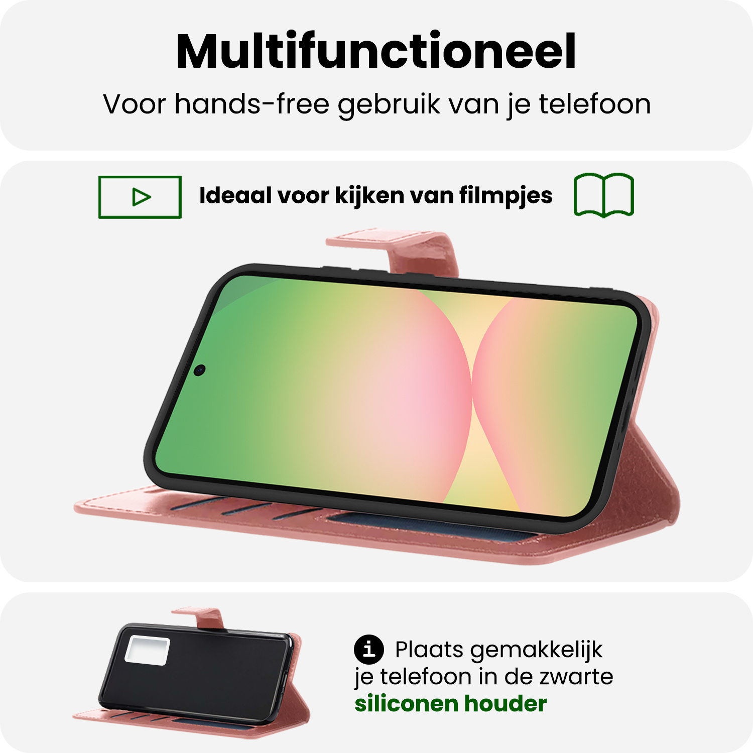 BASEY. BASEY. Samsung Galaxy A56 Hoesje Bookcase Met 2x Screenprotector - Rose Goud