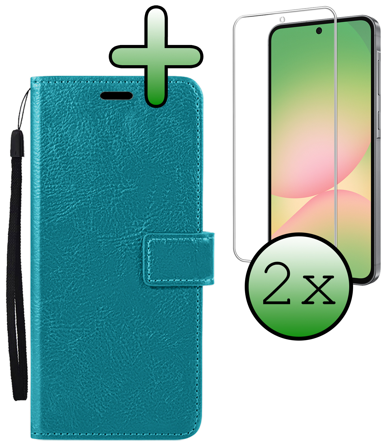 BASEY. BASEY. Samsung Galaxy A56 Hoesje Bookcase Met 2x Screenprotector - Turquoise