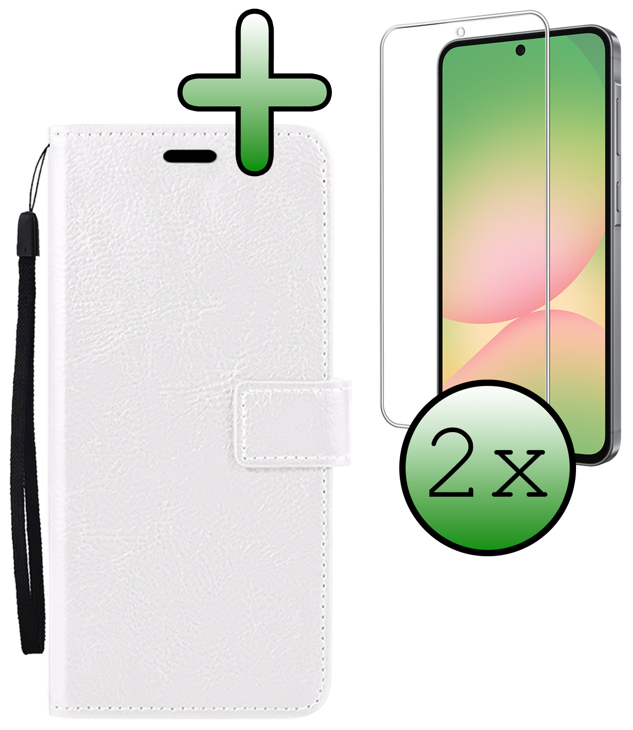 BASEY. BASEY. Samsung Galaxy A56 Hoesje Bookcase Met 2x Screenprotector - Wit