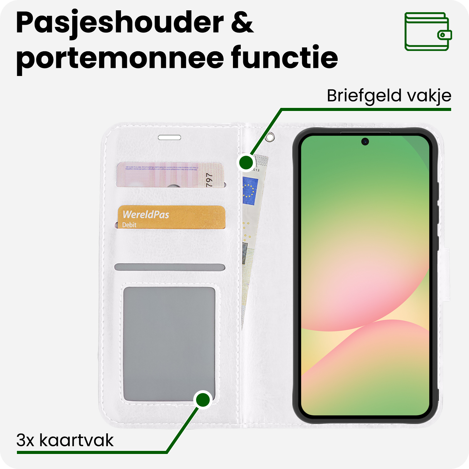 BASEY. BASEY. Samsung Galaxy A56 Hoesje Bookcase Met 2x Screenprotector - Wit