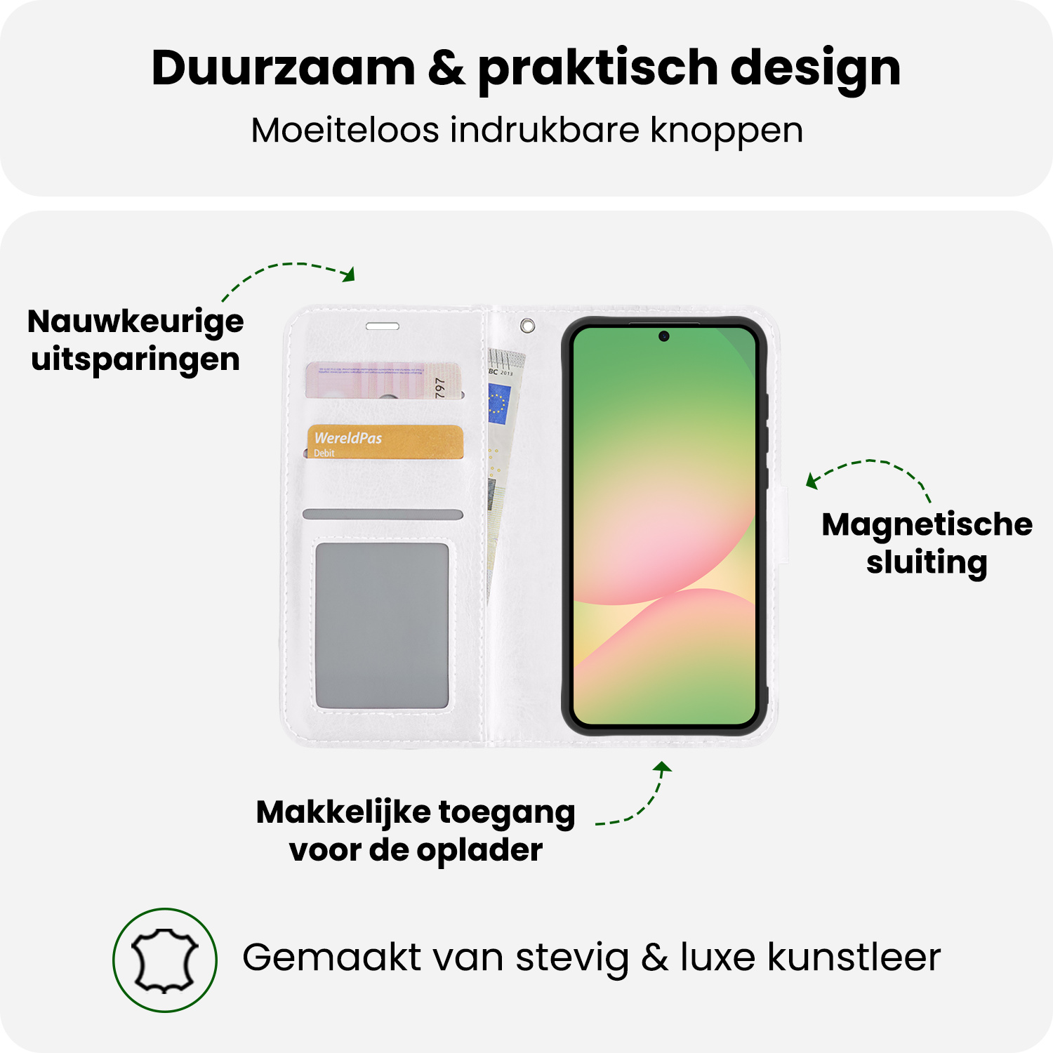BASEY. BASEY. Samsung Galaxy A56 Hoesje Bookcase Met 2x Screenprotector - Wit