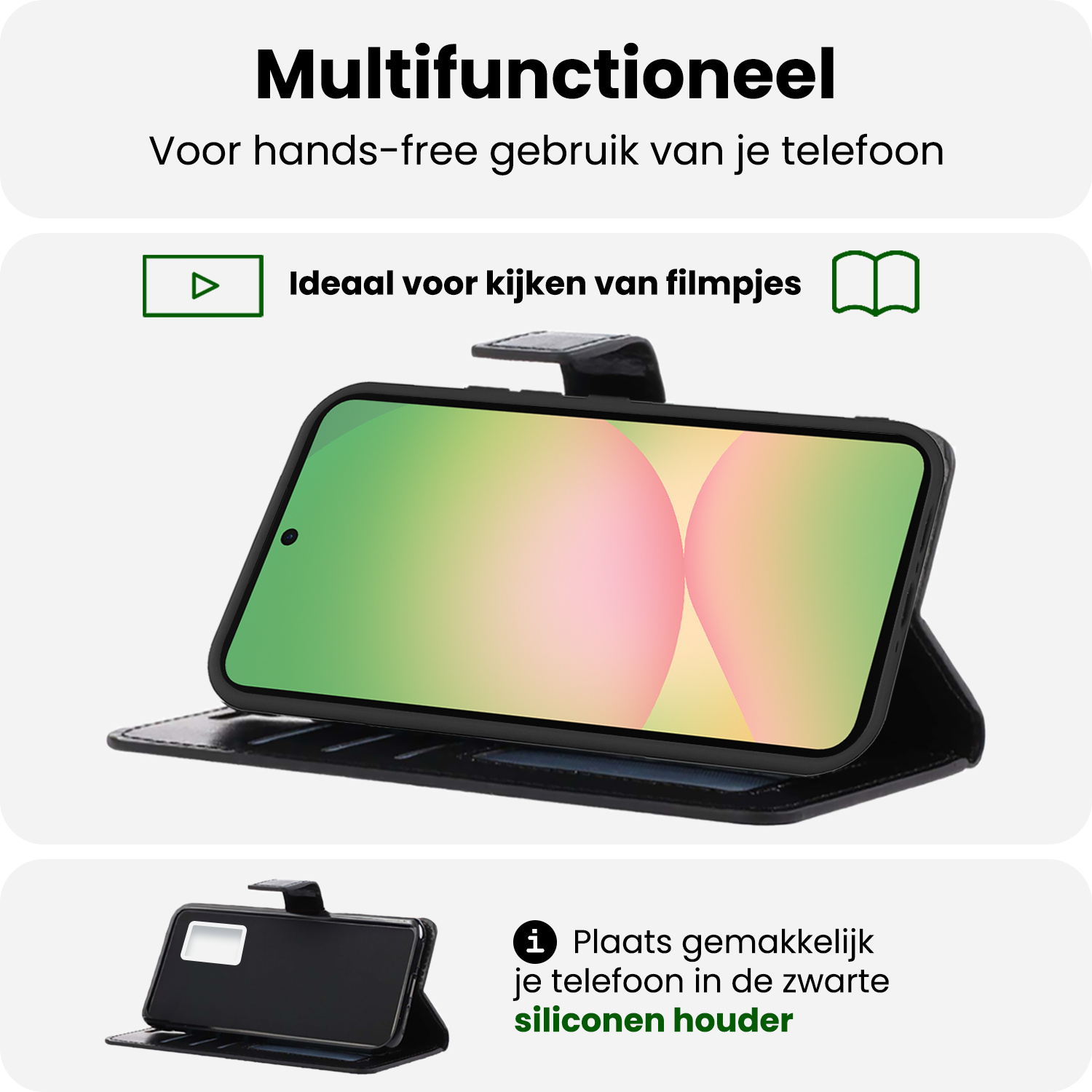 BASEY. BASEY. Samsung Galaxy A56 Hoesje Bookcase Met 2x Screenprotector - Zwart