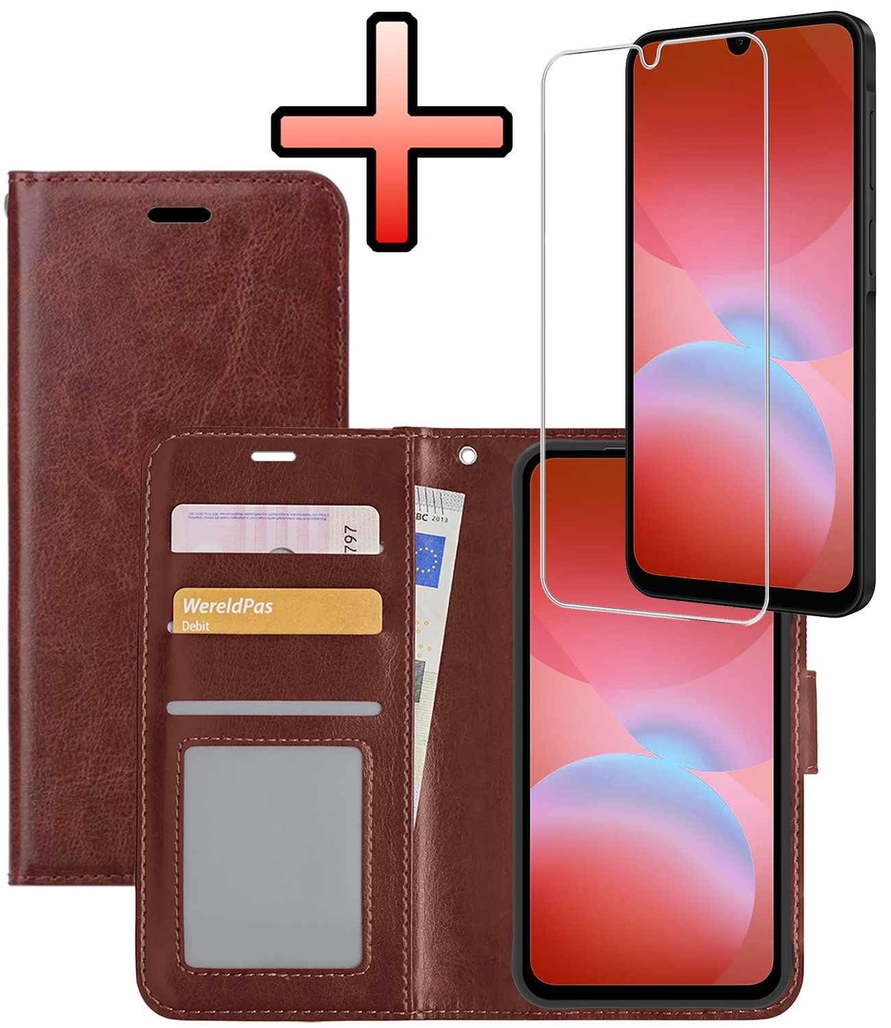 NoXx NoXx Samsung Galaxy A26 Hoesje Bookcase Met Screenprotector - Bruin