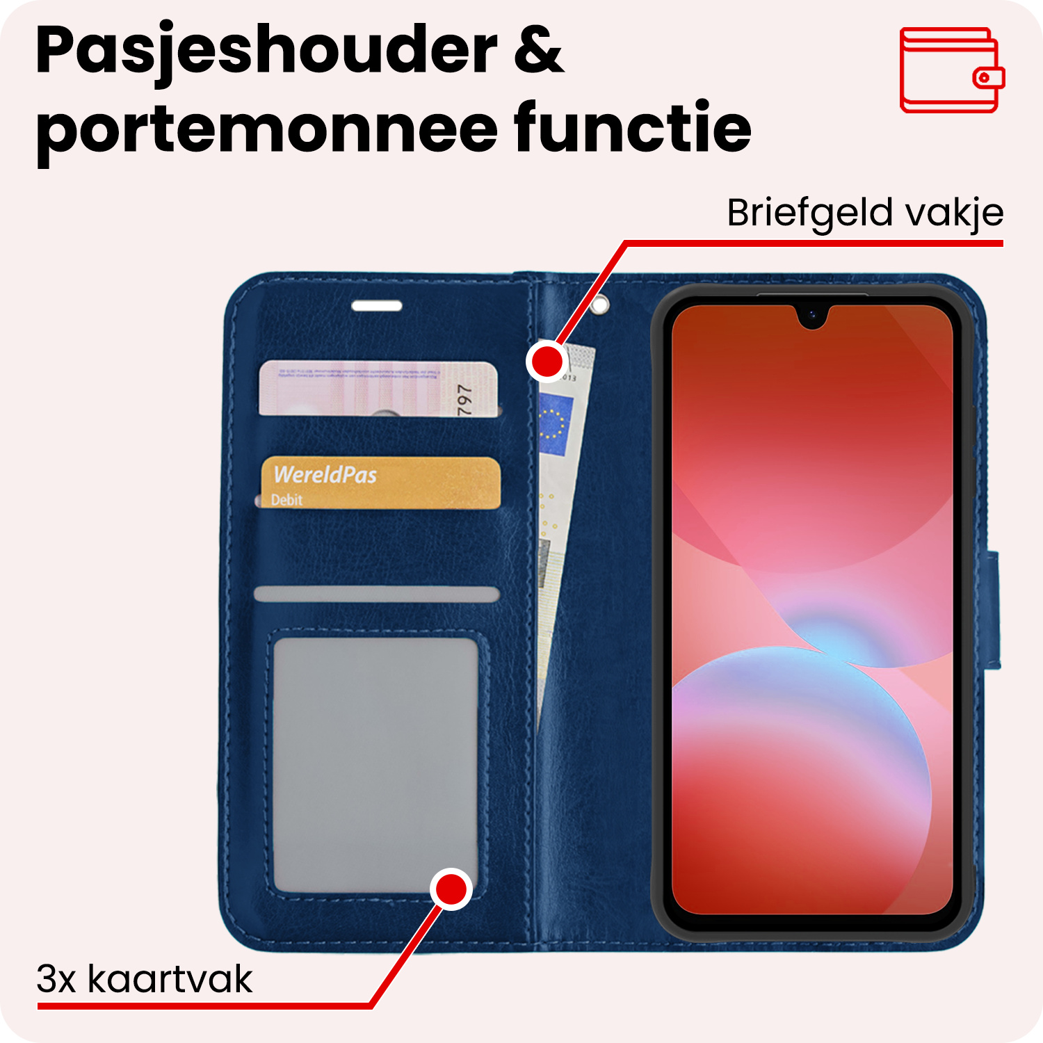 NoXx NoXx Samsung Galaxy A26 Hoesje Bookcase Met Screenprotector - Donkerblauw