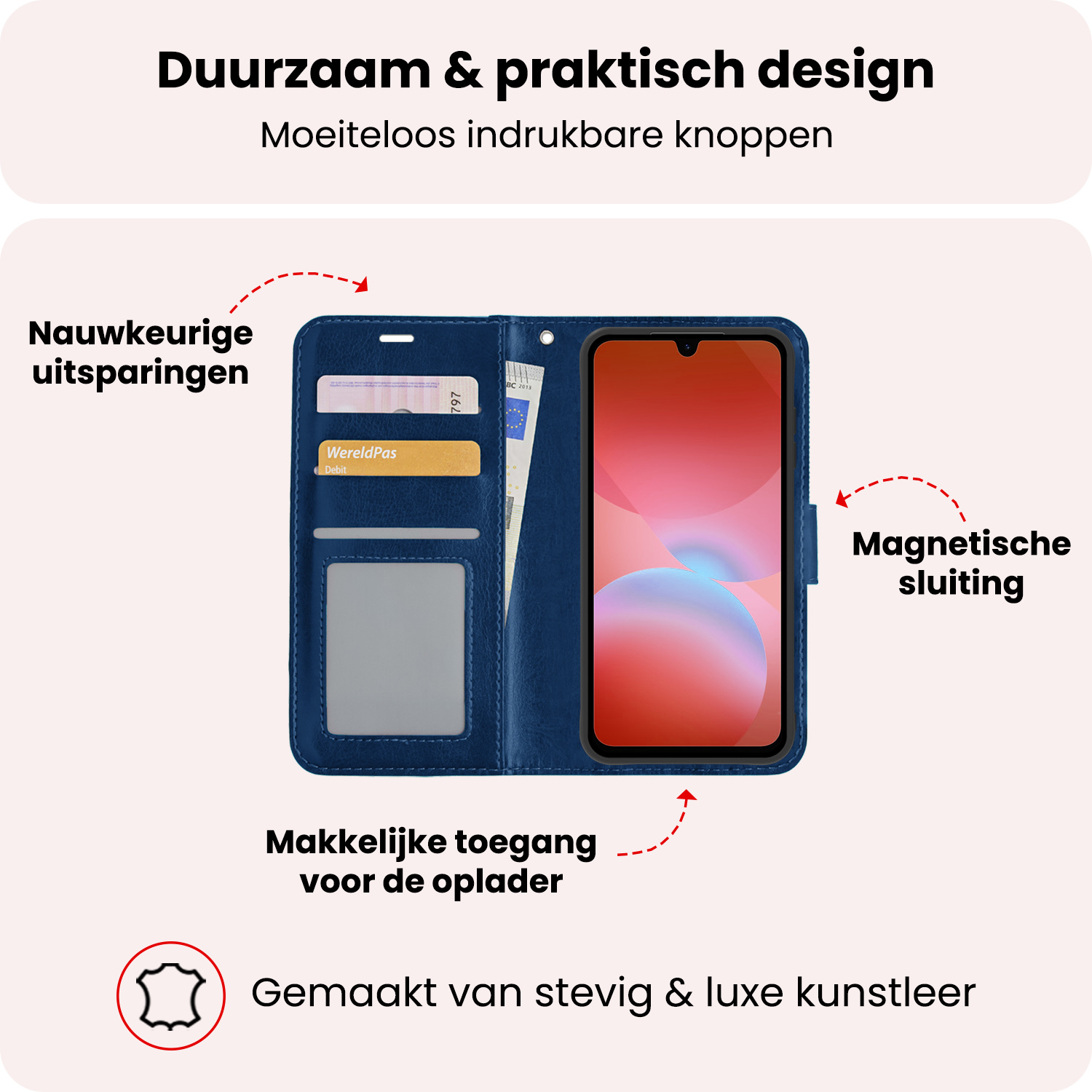 NoXx NoXx Samsung Galaxy A26 Hoesje Bookcase Met Screenprotector - Donkerblauw