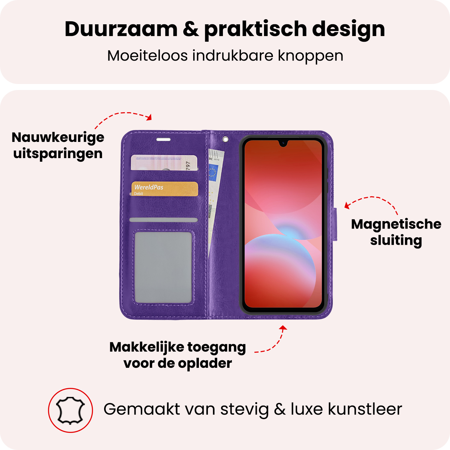 NoXx NoXx Samsung Galaxy A26 Hoesje Bookcase Met Screenprotector - Paars