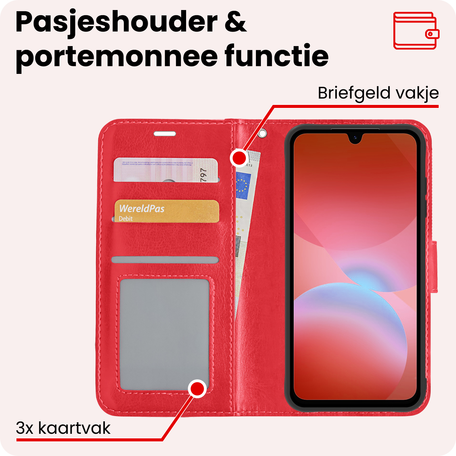 NoXx NoXx Samsung Galaxy A26 Hoesje Bookcase Met Screenprotector - Rood