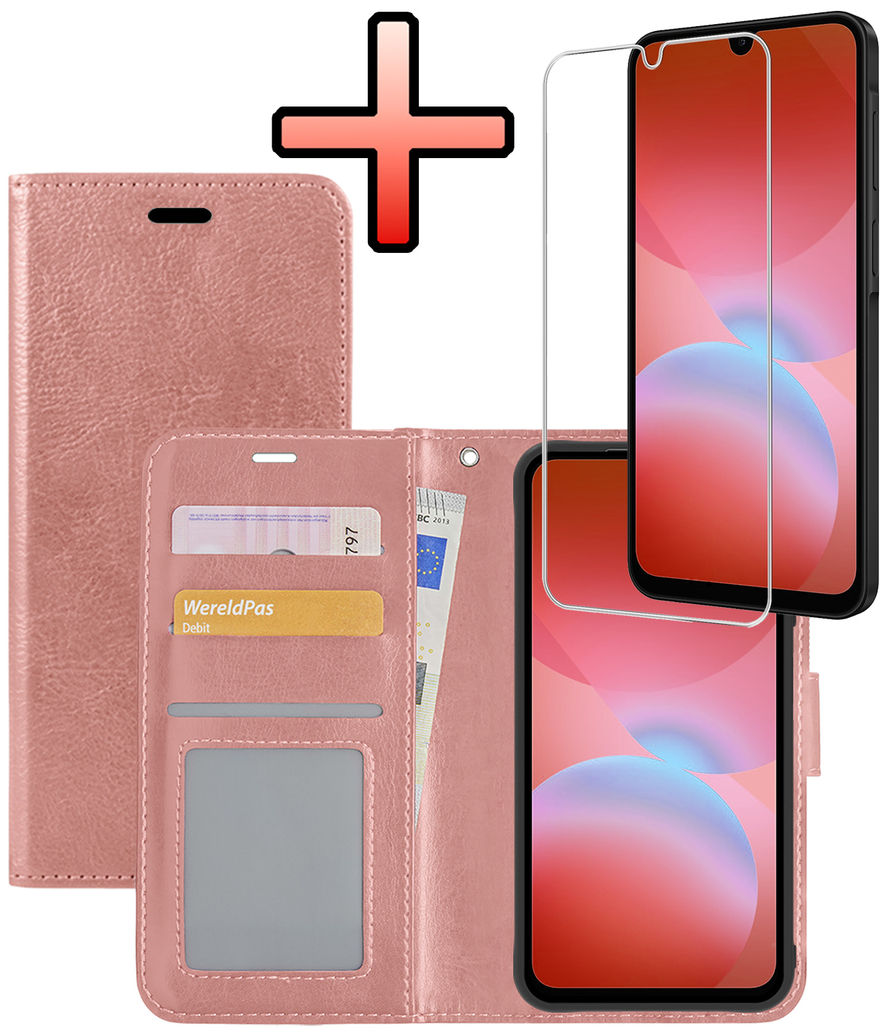 NoXx NoXx Samsung Galaxy A26 Hoesje Bookcase Met Screenprotector - Rose Goud