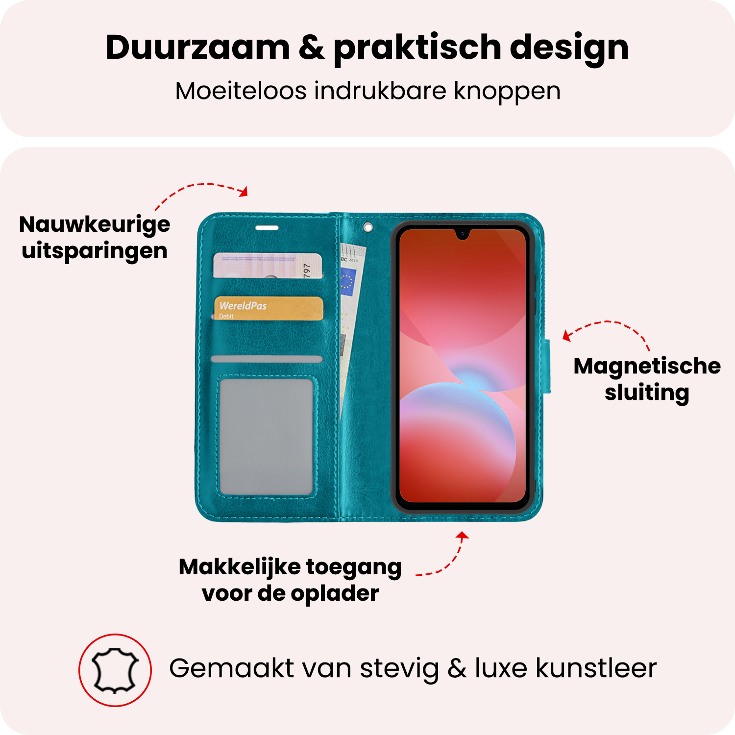 NoXx NoXx Samsung Galaxy A26 Hoesje Bookcase Met Screenprotector - Turquoise