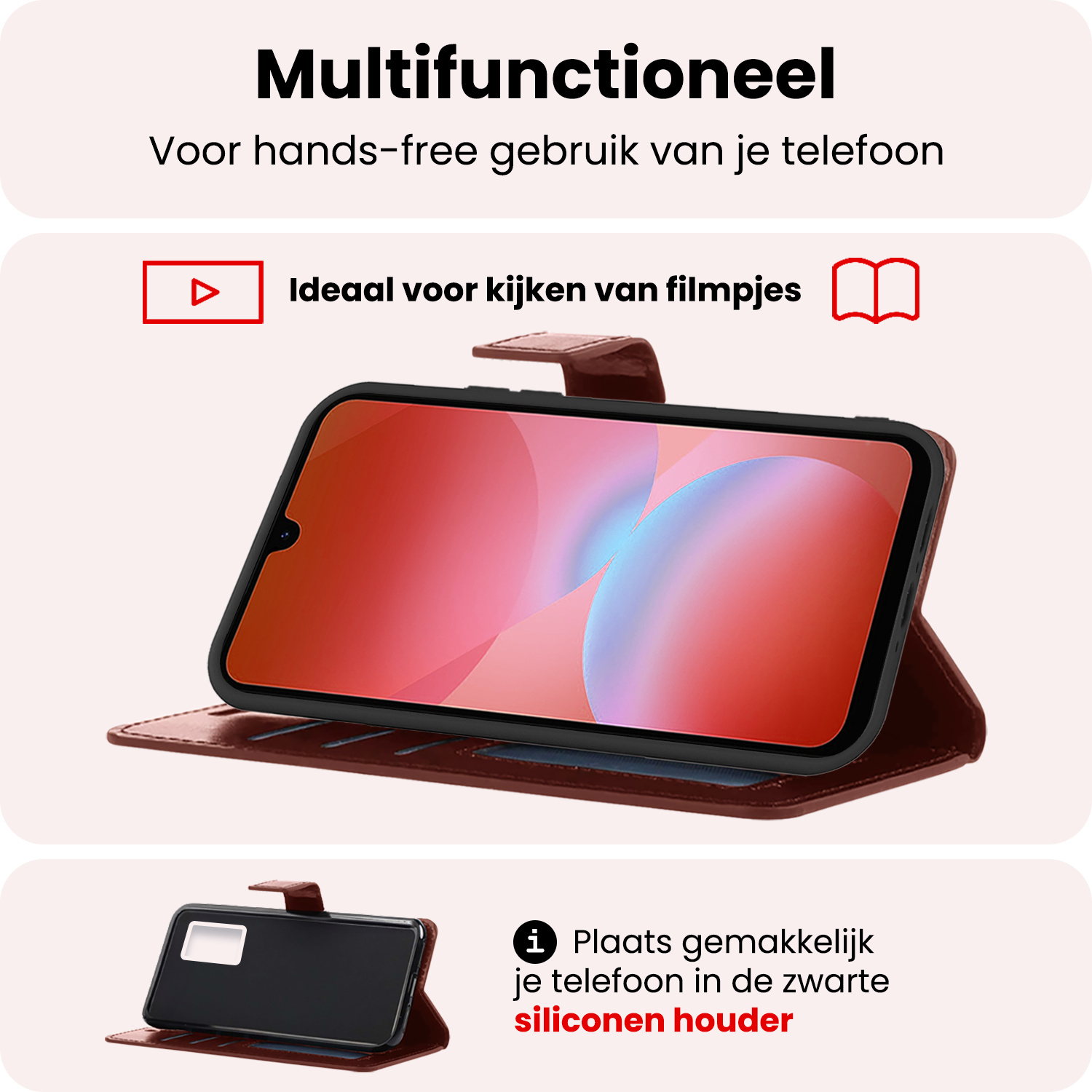 NoXx NoXx Samsung Galaxy A26 Hoesje Bookcase Met 2x Screenprotector - Bruin