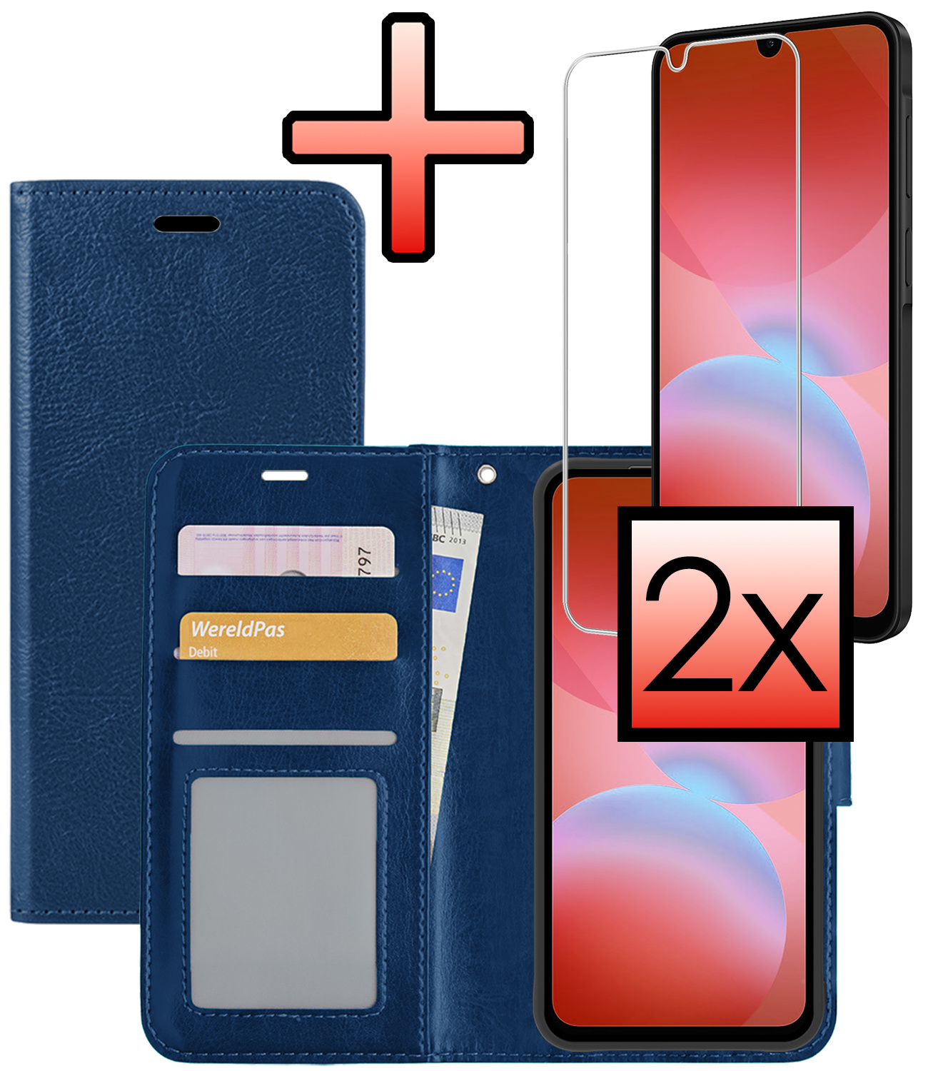 NoXx NoXx Samsung Galaxy A26 Hoesje Bookcase Met 2x Screenprotector - Donkerblauw