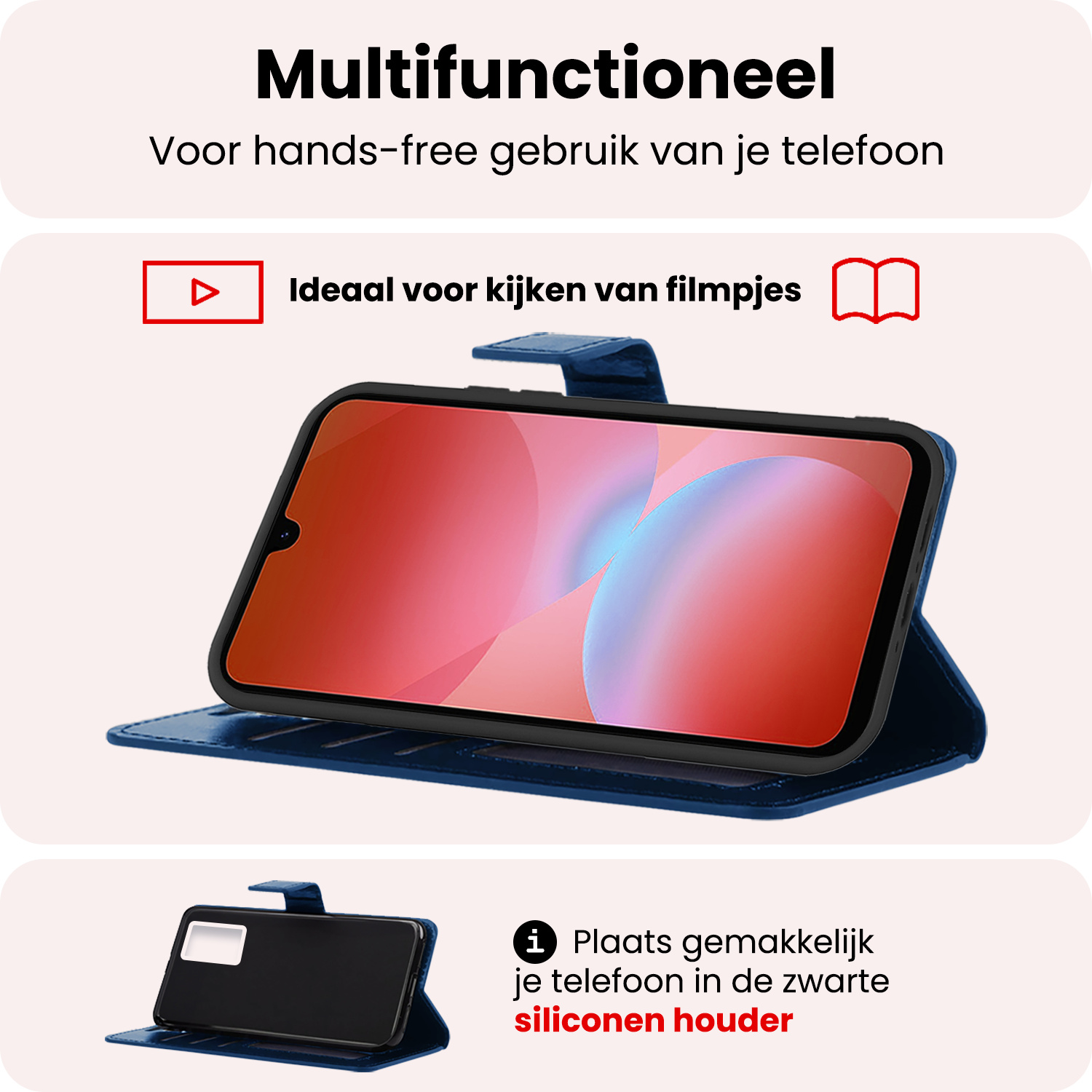 NoXx NoXx Samsung Galaxy A26 Hoesje Bookcase Met 2x Screenprotector - Donkerblauw