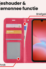 NoXx NoXx Samsung Galaxy A26 Hoesje Bookcase Met 2x Screenprotector - Donkerroze