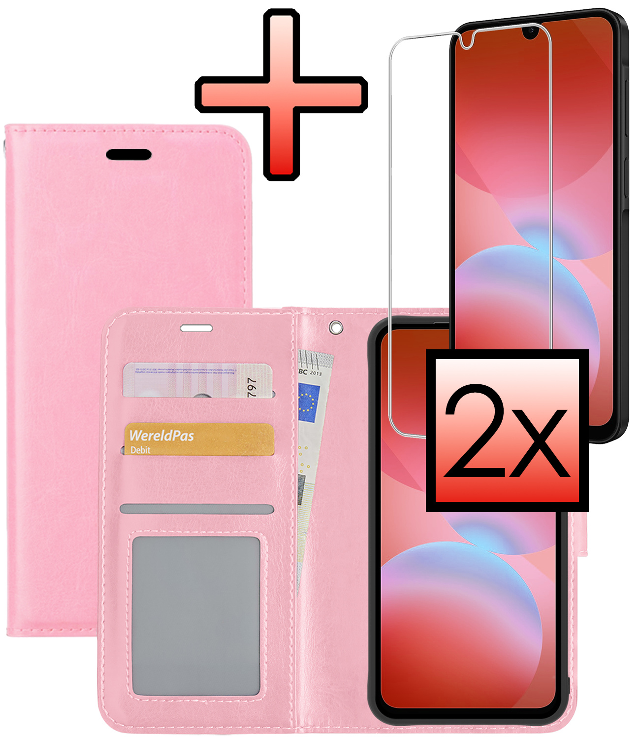 NoXx NoXx Samsung Galaxy A26 Hoesje Bookcase Met 2x Screenprotector - Lichtroze