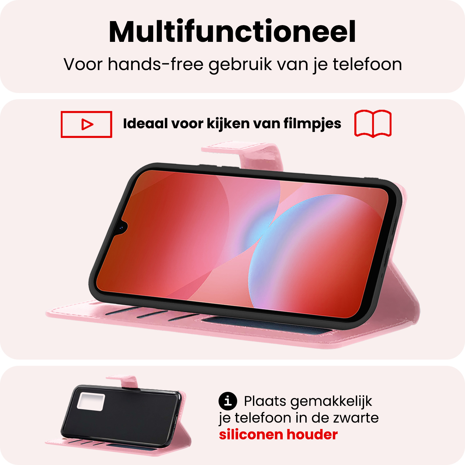 NoXx NoXx Samsung Galaxy A26 Hoesje Bookcase Met 2x Screenprotector - Lichtroze