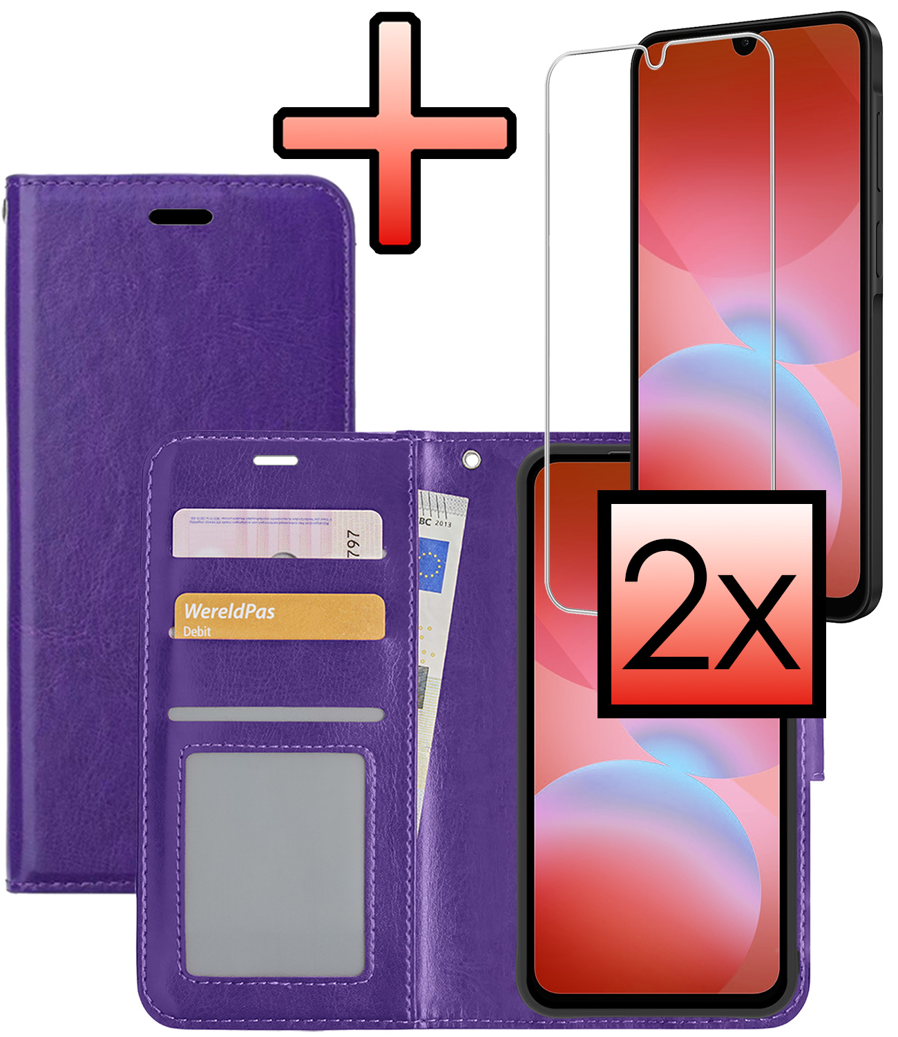 NoXx NoXx Samsung Galaxy A26 Hoesje Bookcase Met 2x Screenprotector - Paars
