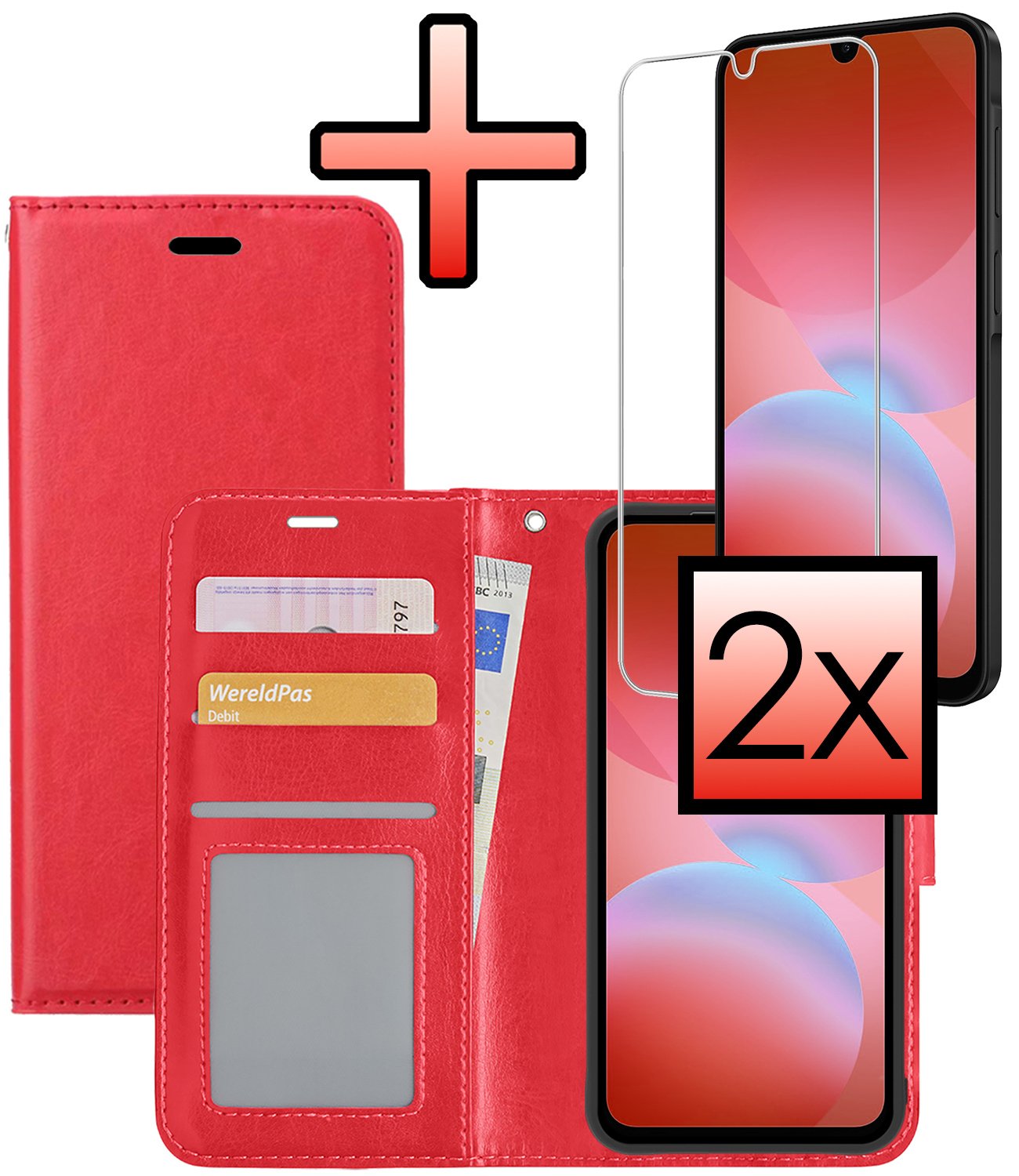 NoXx NoXx Samsung Galaxy A26 Hoesje Bookcase Met 2x Screenprotector - Rood