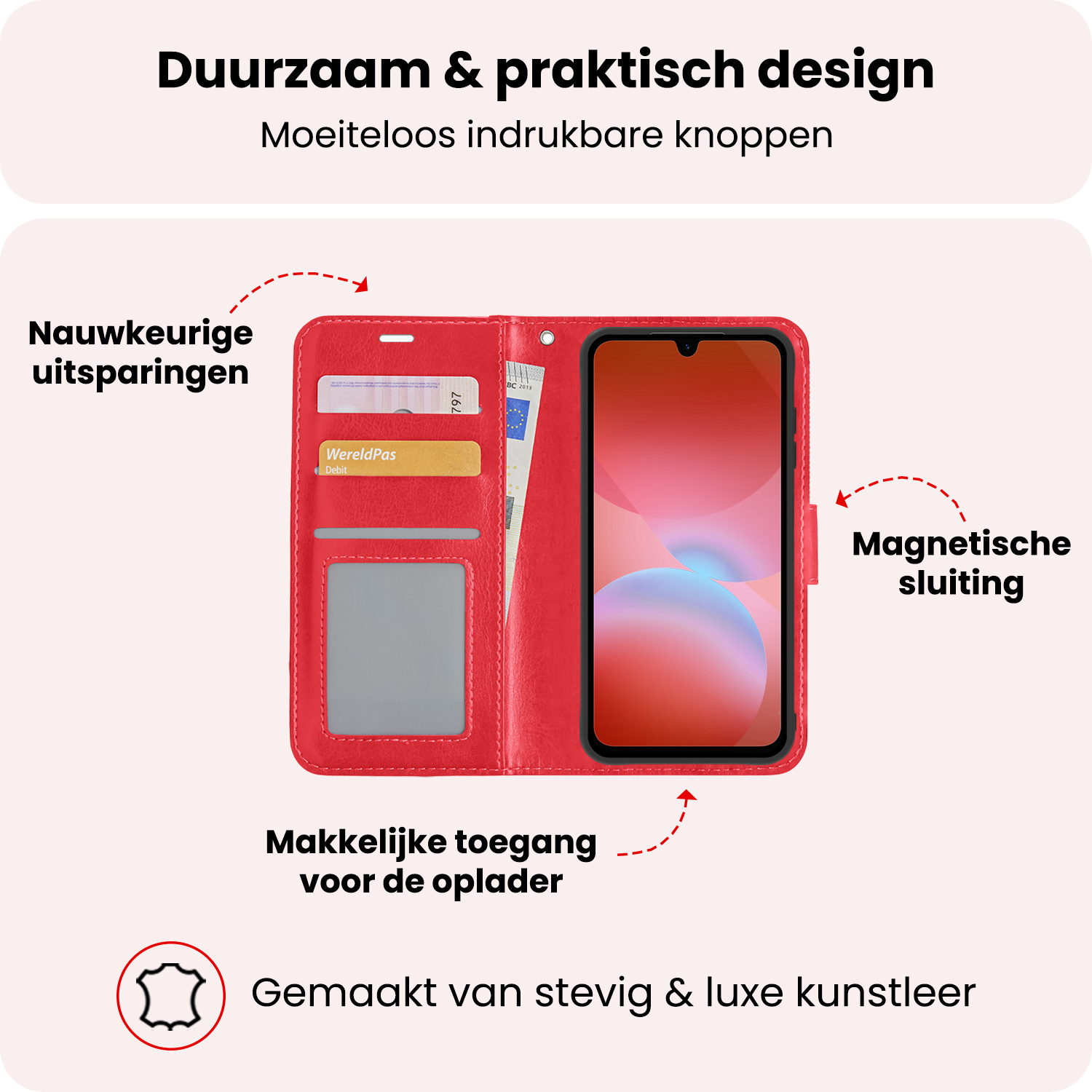 NoXx NoXx Samsung Galaxy A26 Hoesje Bookcase Met 2x Screenprotector - Rood