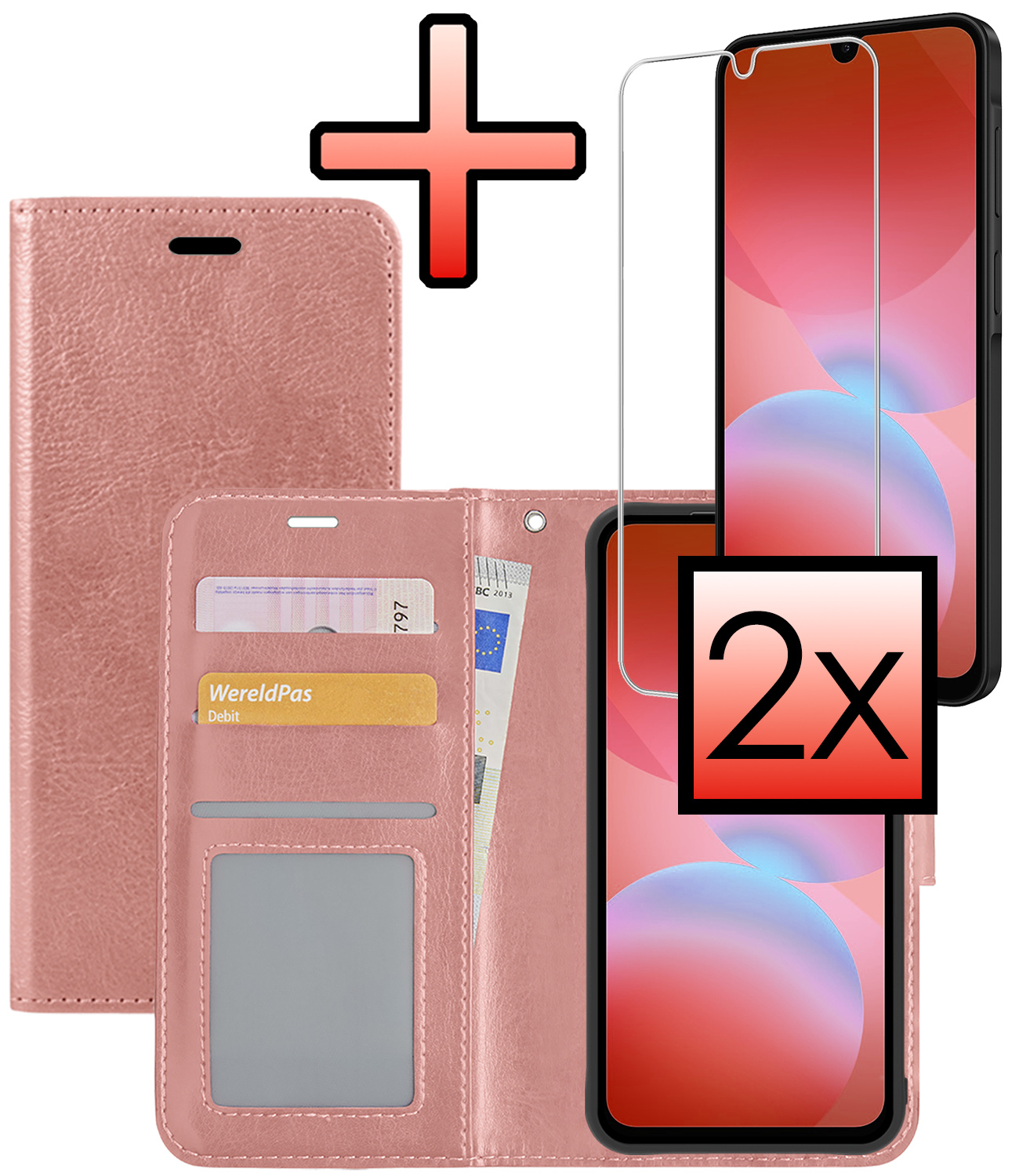 NoXx NoXx Samsung Galaxy A26 Hoesje Bookcase Met 2x Screenprotector - Rose Goud