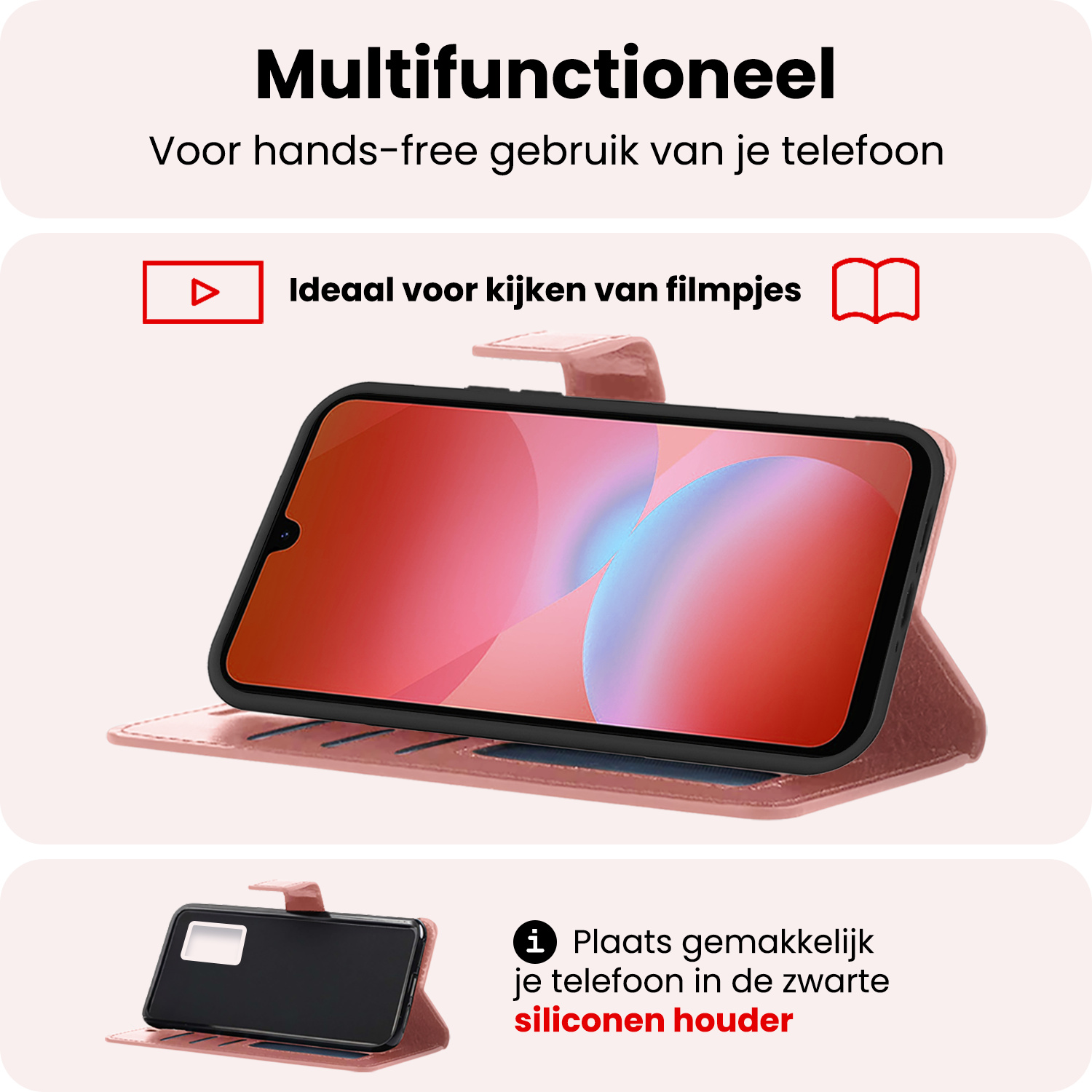 NoXx NoXx Samsung Galaxy A26 Hoesje Bookcase Met 2x Screenprotector - Rose Goud