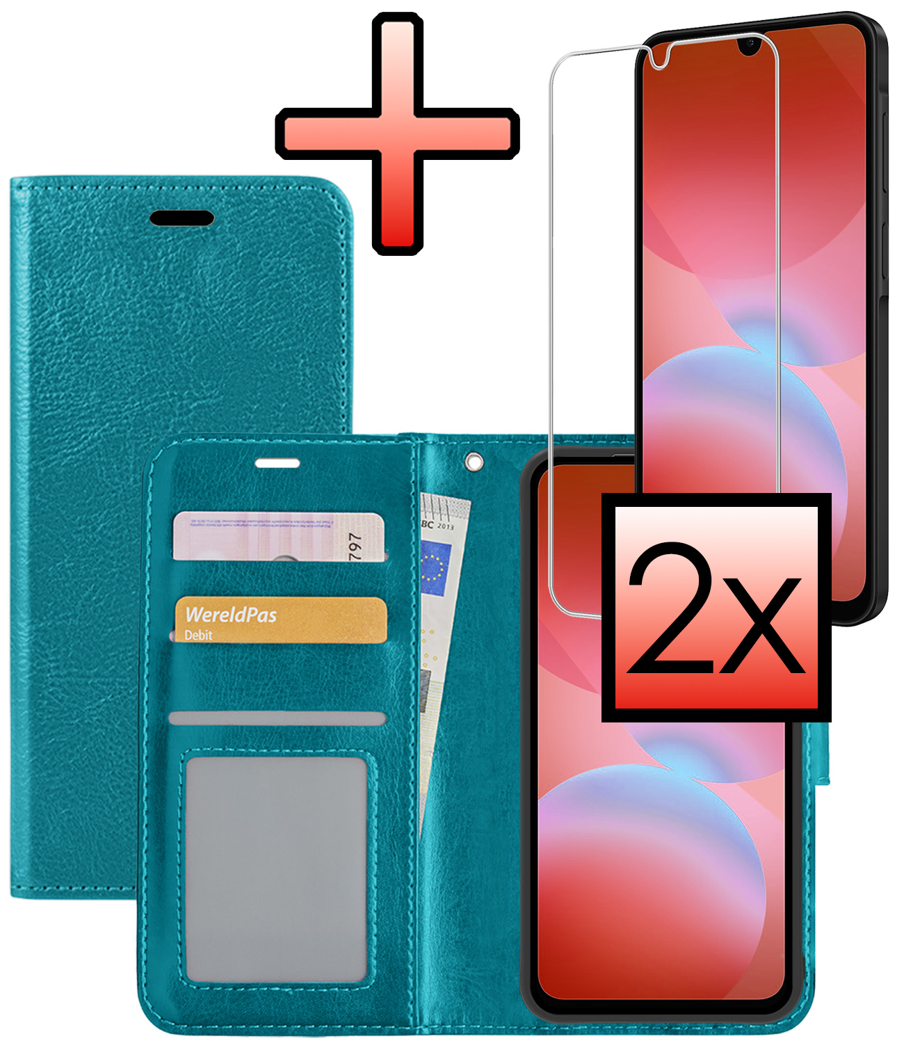 NoXx NoXx Samsung Galaxy A26 Hoesje Bookcase Met 2x Screenprotector - Turquoise