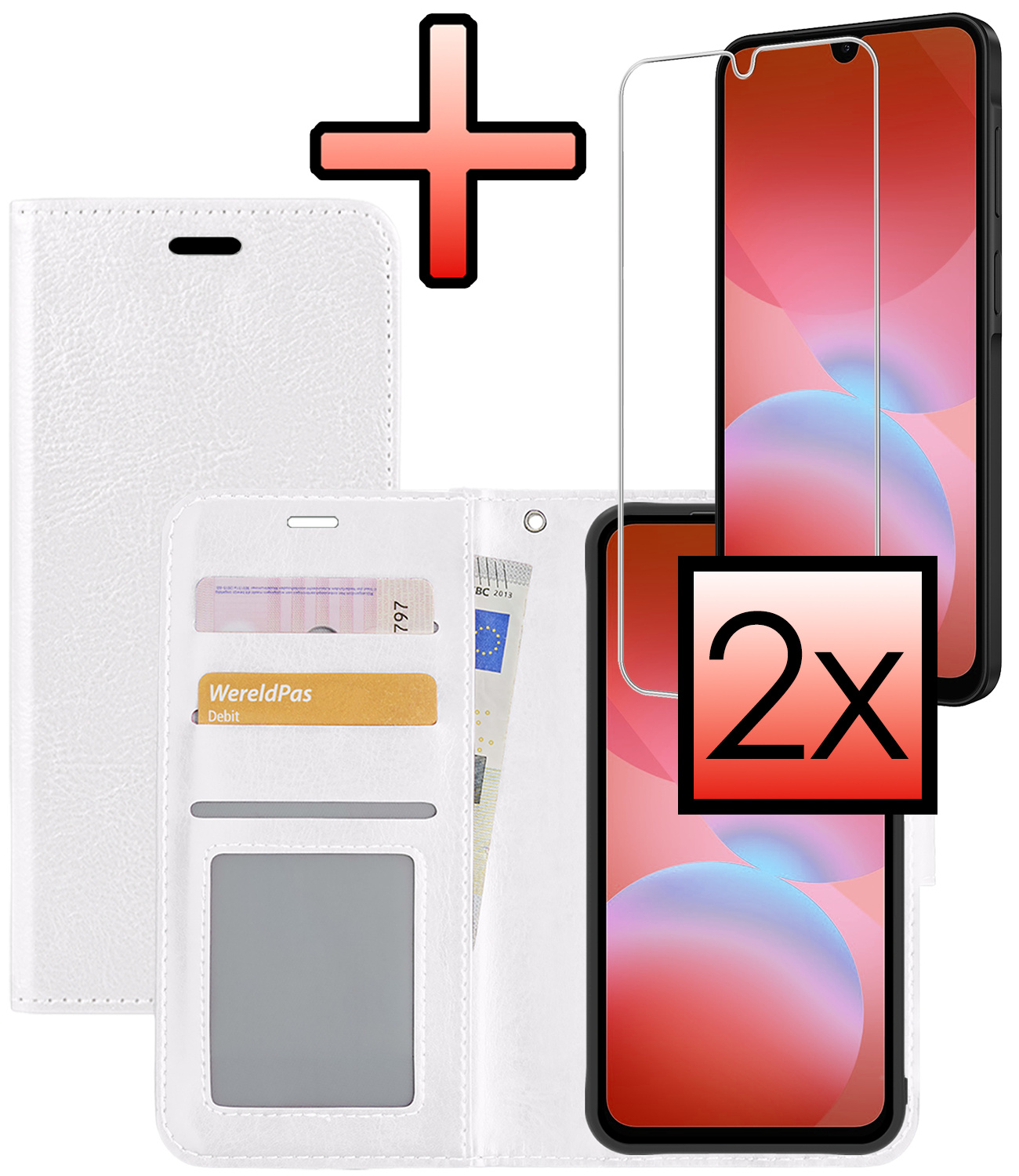 NoXx NoXx Samsung Galaxy A26 Hoesje Bookcase Met 2x Screenprotector - Wit