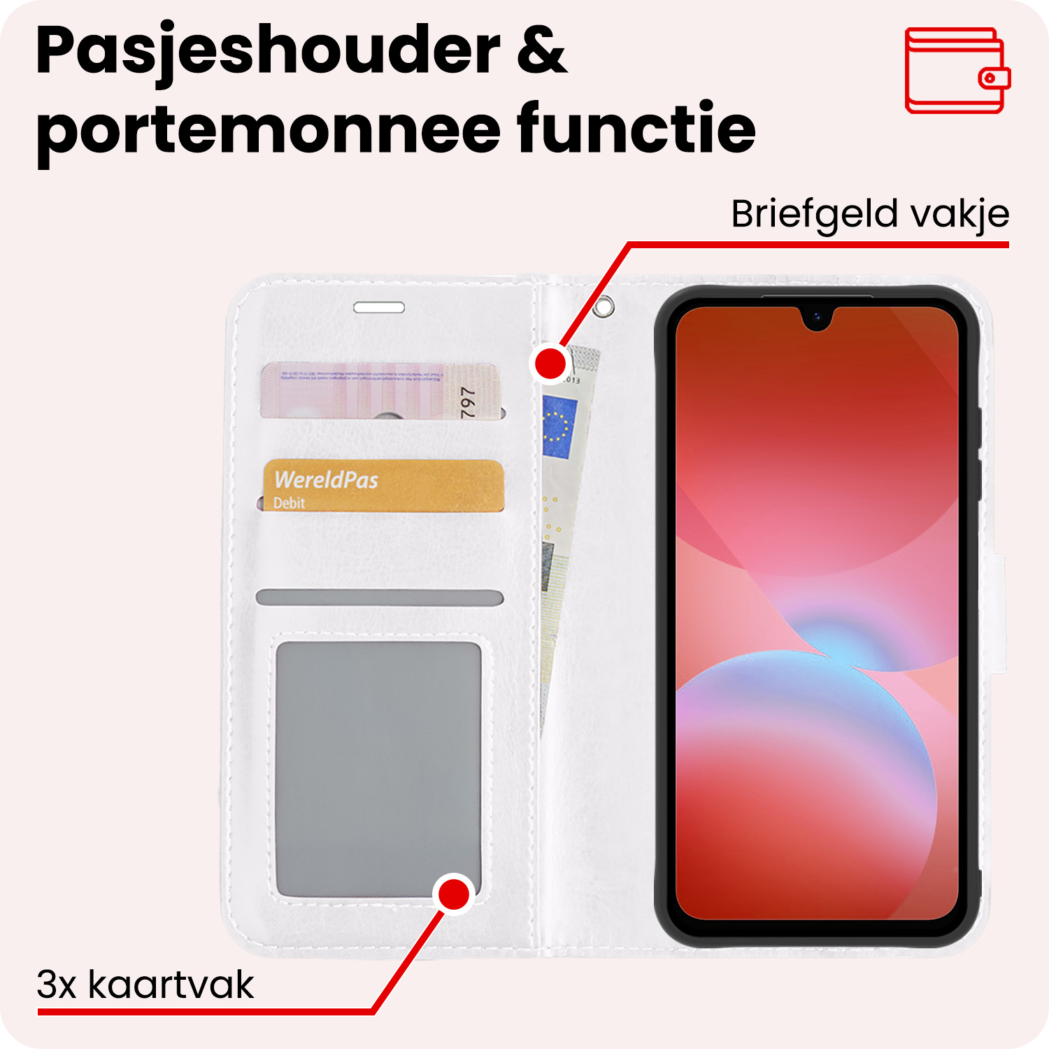 NoXx NoXx Samsung Galaxy A26 Hoesje Bookcase Met 2x Screenprotector - Wit