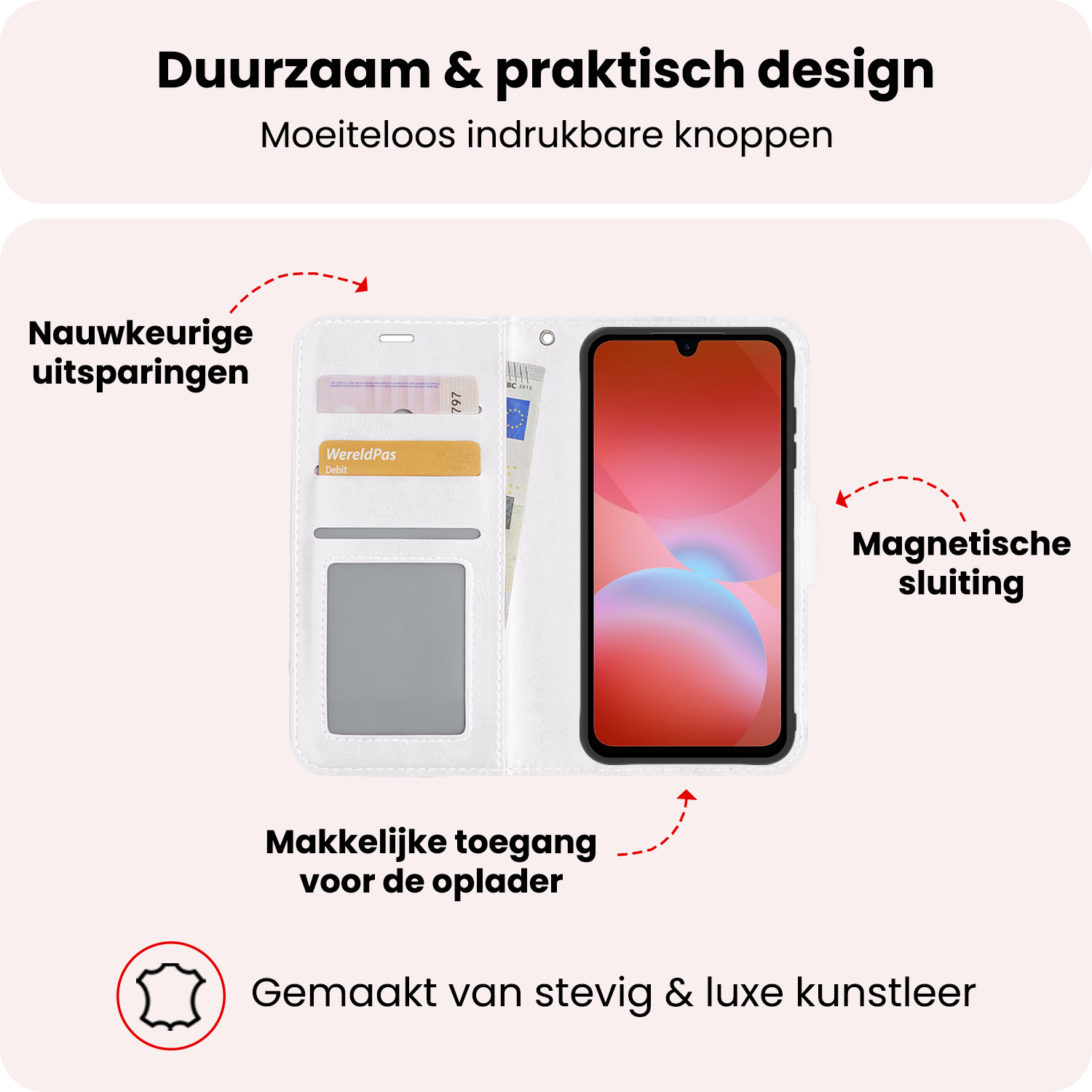 NoXx NoXx Samsung Galaxy A26 Hoesje Bookcase Met 2x Screenprotector - Wit