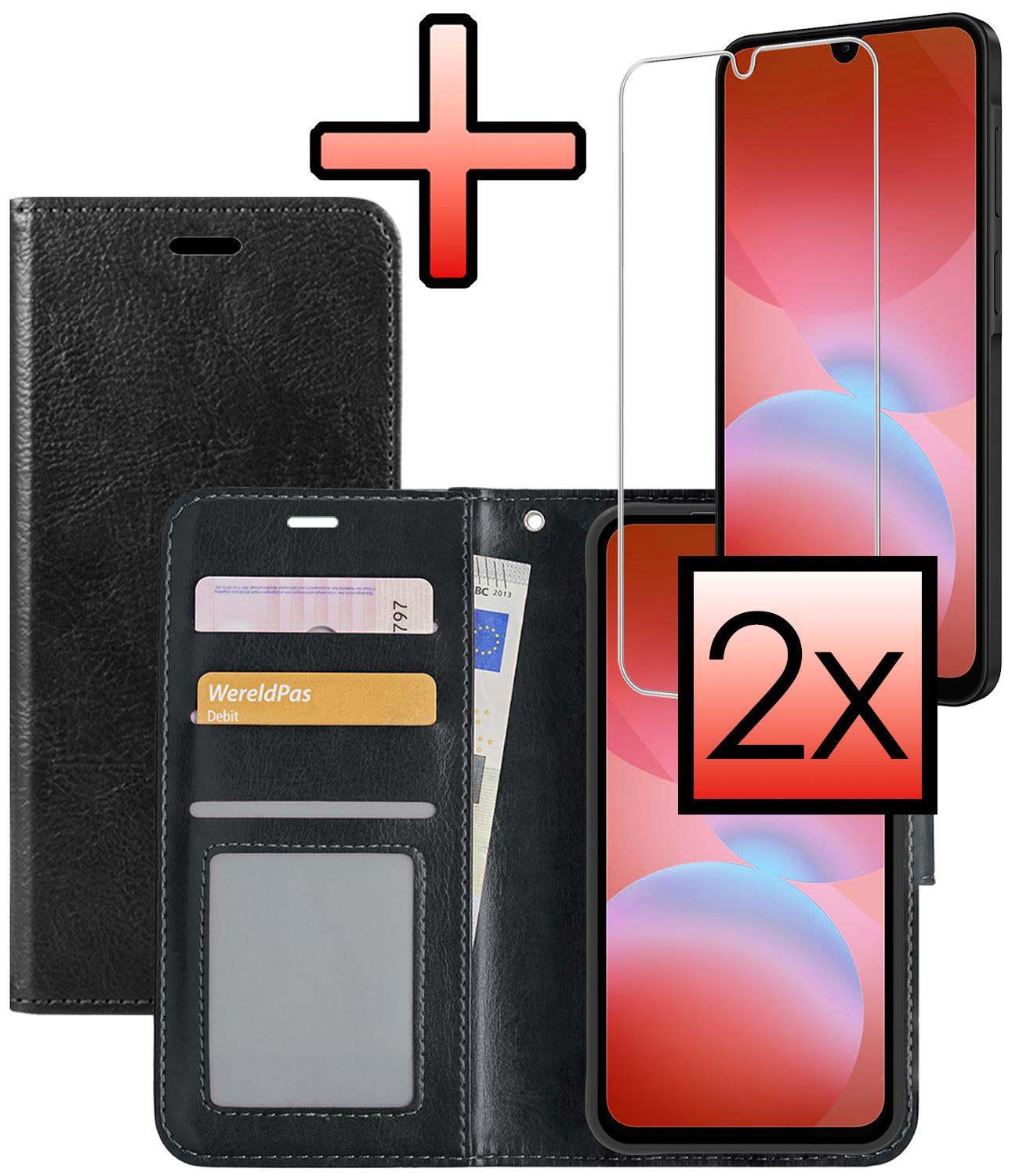 NoXx NoXx Samsung Galaxy A26 Hoesje Bookcase Met 2x Screenprotector - Zwart