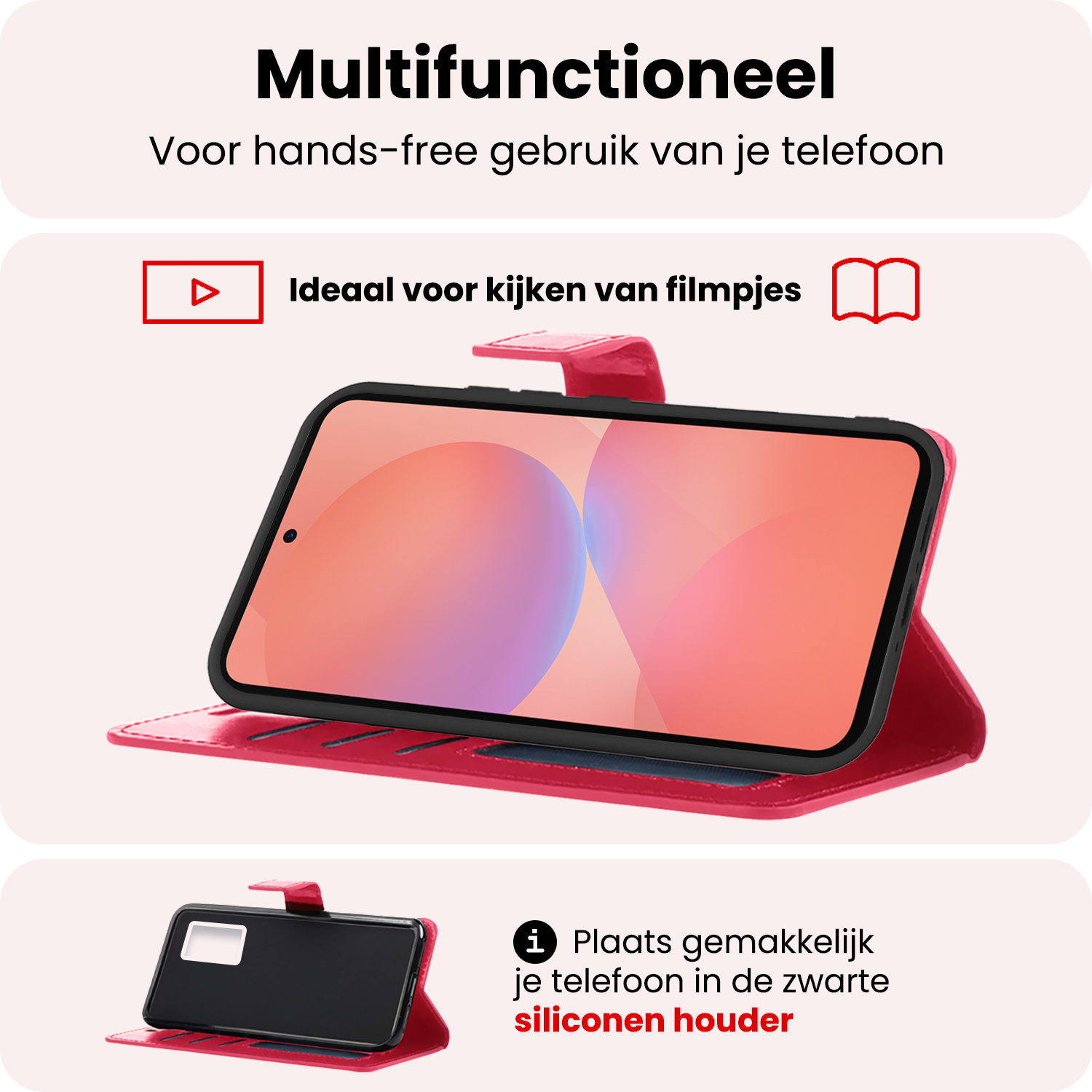 NoXx NoXx Samsung Galaxy A36 Hoesje Bookcase - Donkerroze