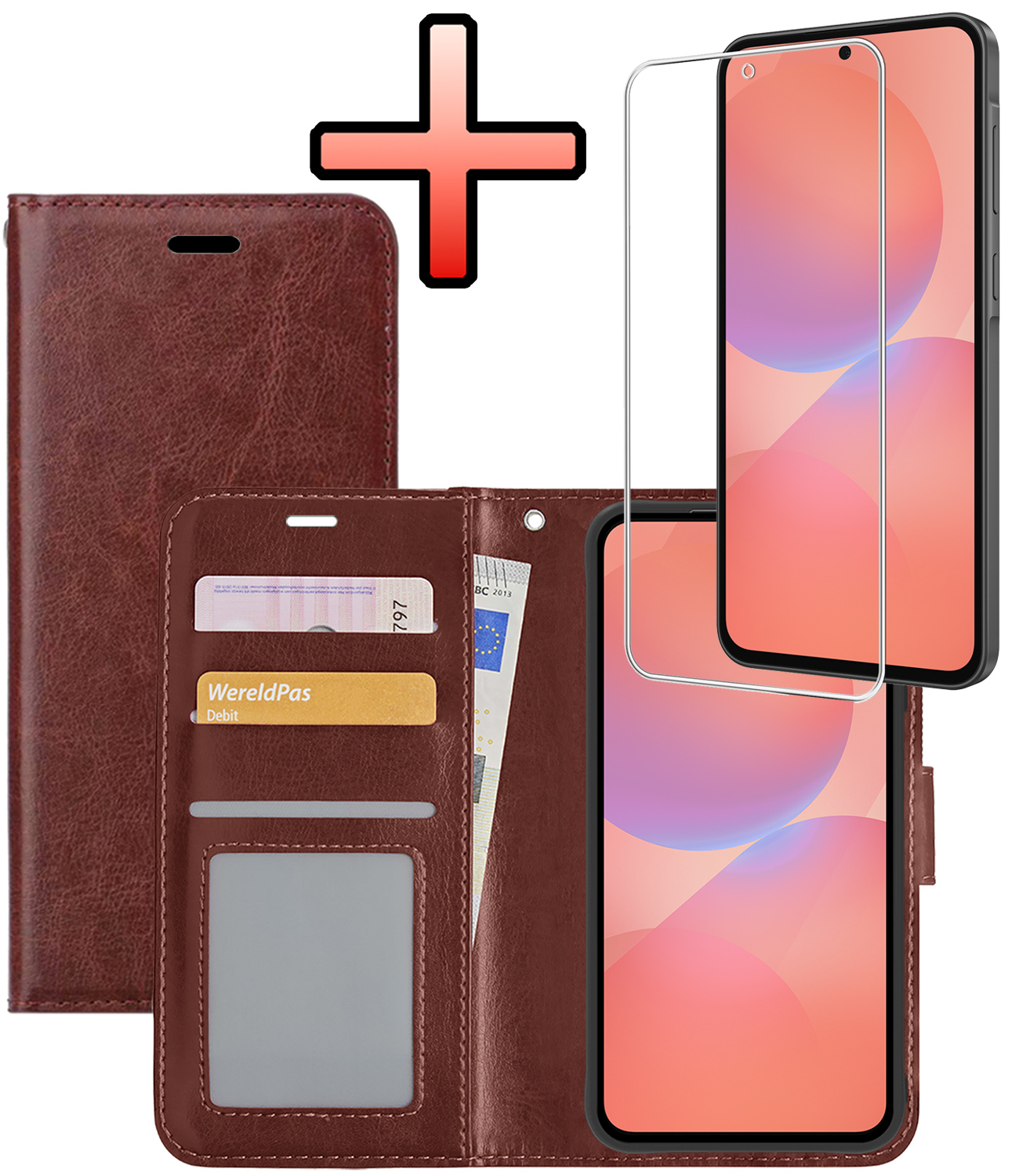 NoXx NoXx Samsung Galaxy A36 Hoesje Bookcase Met Screenprotector - Bruin