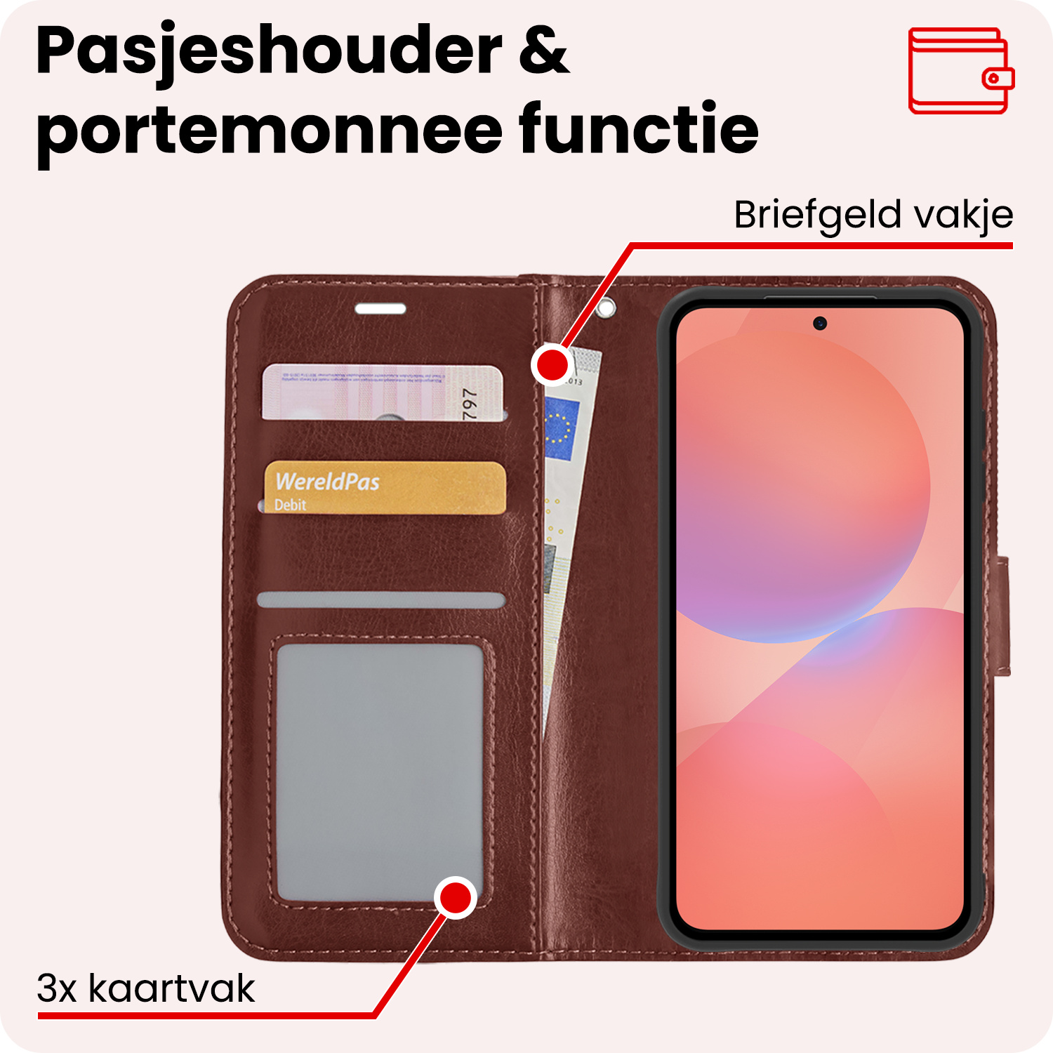 NoXx NoXx Samsung Galaxy A36 Hoesje Bookcase Met Screenprotector - Bruin