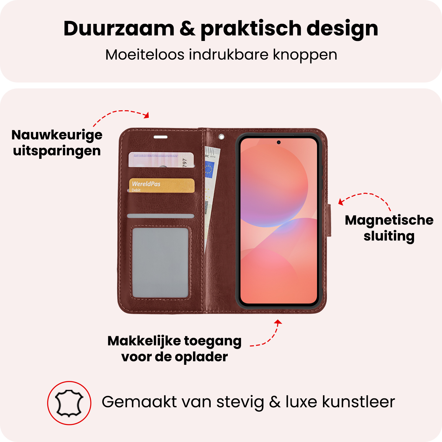 NoXx NoXx Samsung Galaxy A36 Hoesje Bookcase Met Screenprotector - Bruin