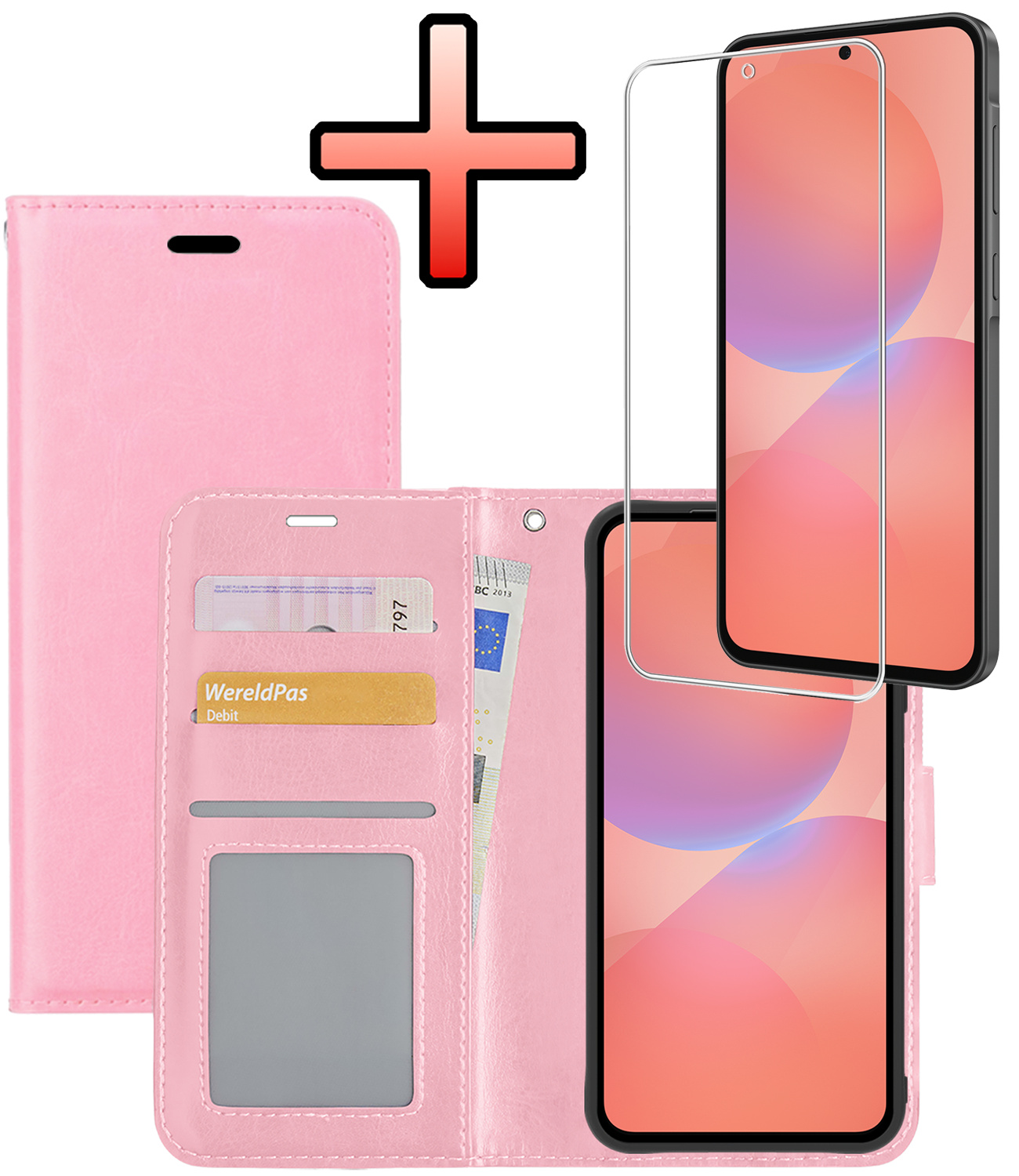 NoXx NoXx Samsung Galaxy A36 Hoesje Bookcase Met Screenprotector - Lichtroze