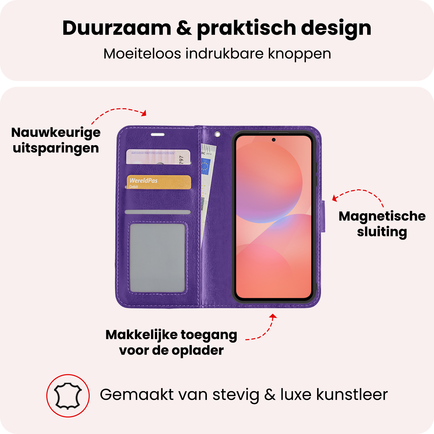 NoXx NoXx Samsung Galaxy A36 Hoesje Bookcase Met Screenprotector - Paars