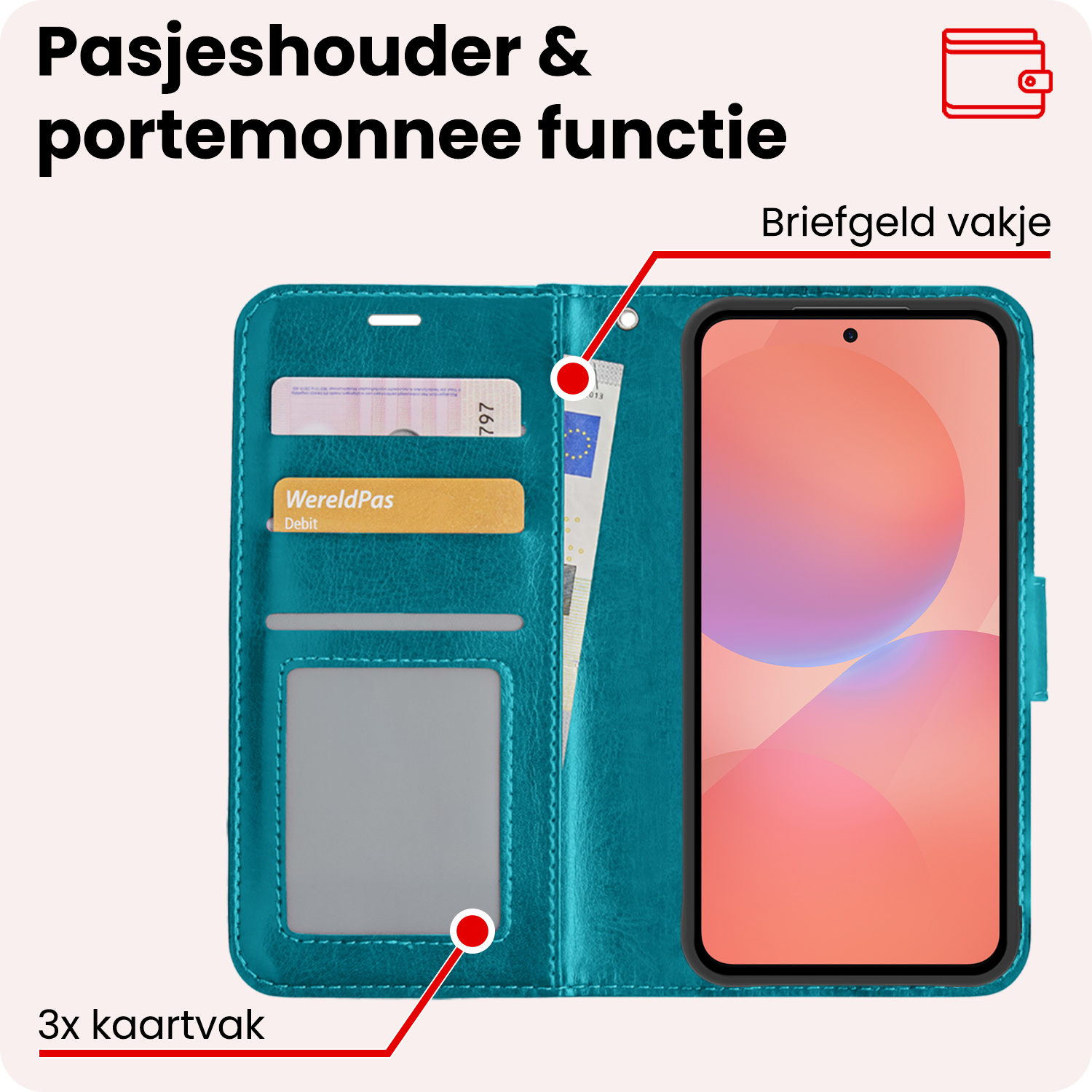 NoXx NoXx Samsung Galaxy A36 Hoesje Bookcase Met Screenprotector - Turquoise