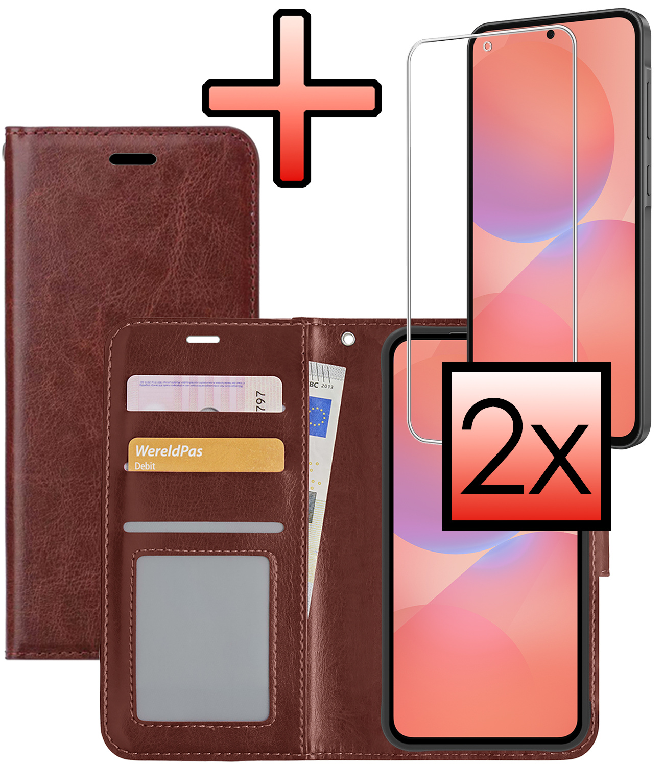 NoXx NoXx Samsung Galaxy A36 Hoesje Bookcase Met 2x Screenprotector - Bruin