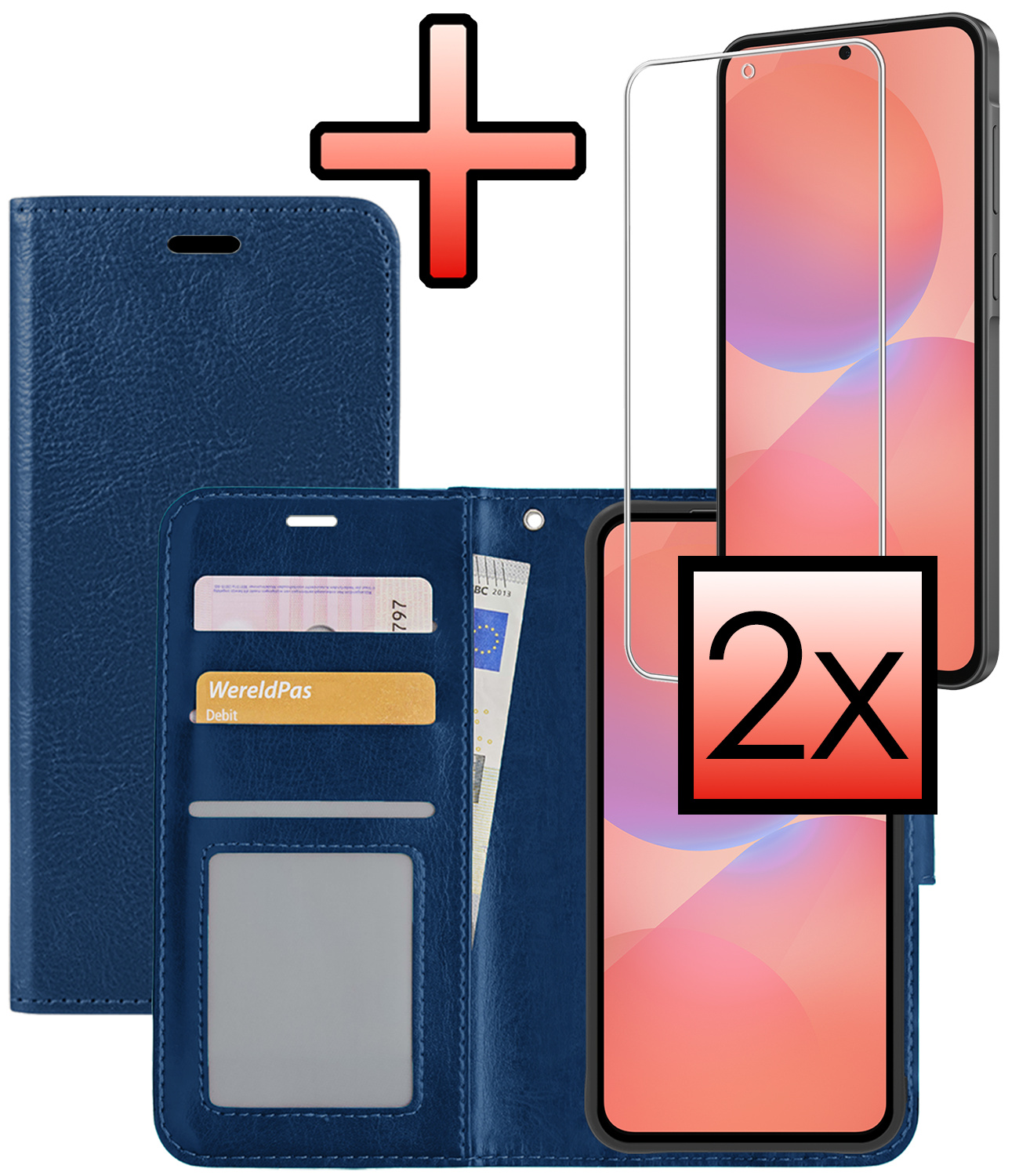 NoXx NoXx Samsung Galaxy A36 Hoesje Bookcase Met 2x Screenprotector - Donkerblauw