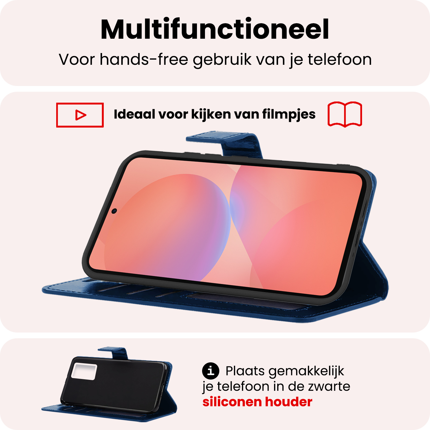NoXx NoXx Samsung Galaxy A36 Hoesje Bookcase Met 2x Screenprotector - Donkerblauw