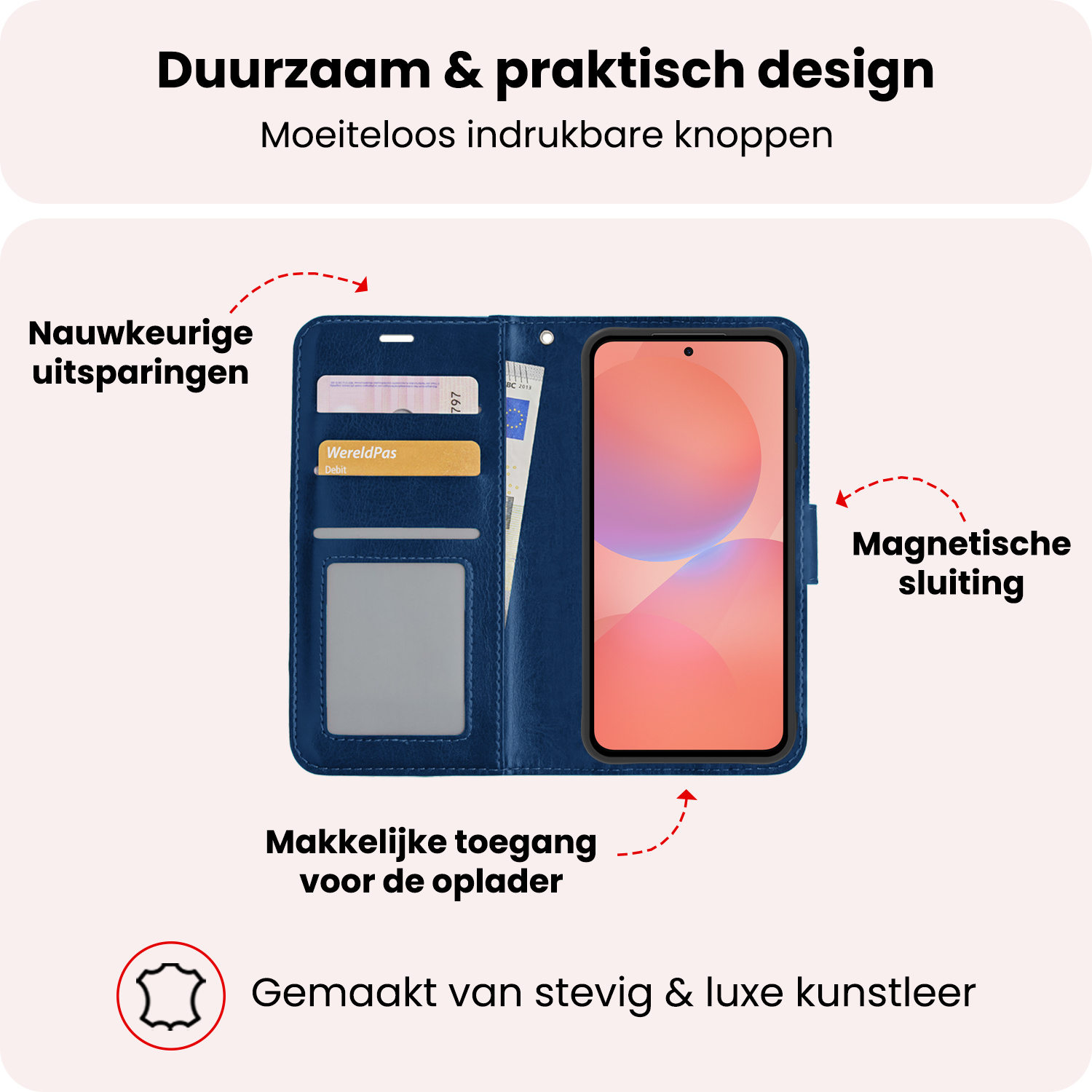 NoXx NoXx Samsung Galaxy A36 Hoesje Bookcase Met 2x Screenprotector - Donkerblauw