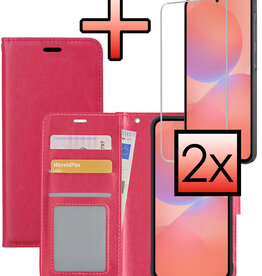 NoXx NoXx Samsung Galaxy A36 Hoesje Bookcase Met 2x Screenprotector - Donkerroze