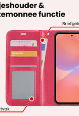 NoXx NoXx Samsung Galaxy A36 Hoesje Bookcase Met 2x Screenprotector - Donkerroze