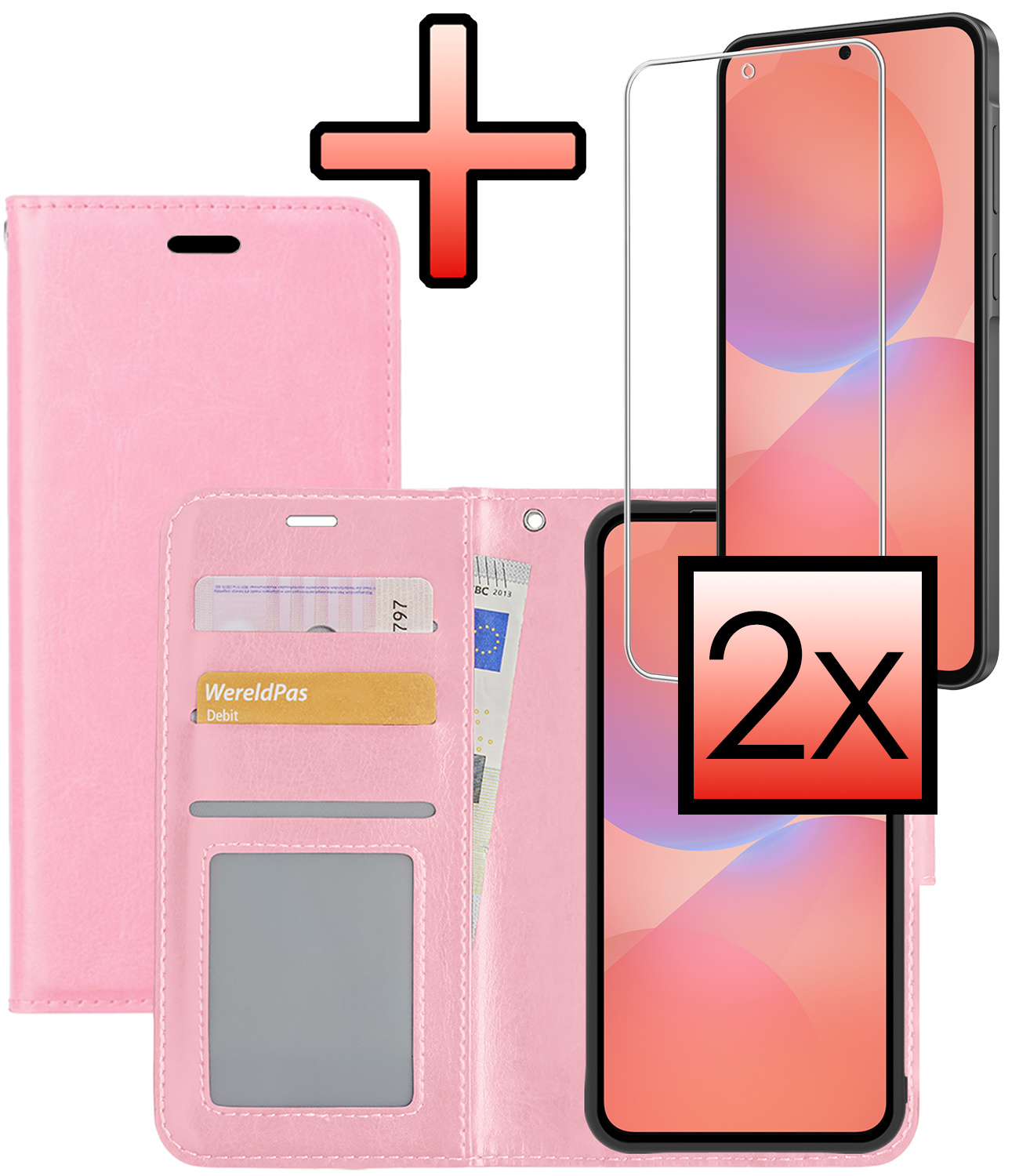 NoXx NoXx Samsung Galaxy A36 Hoesje Bookcase Met 2x Screenprotector - Lichtroze