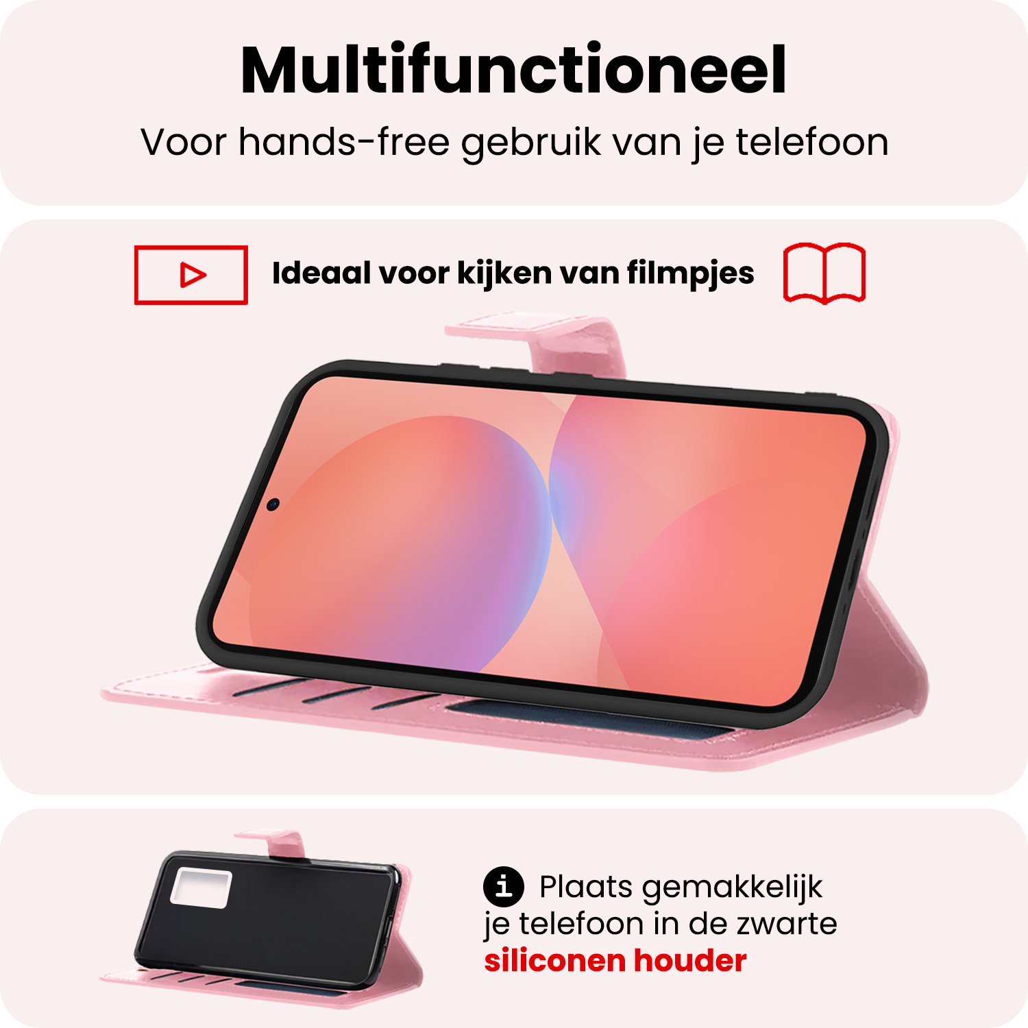 NoXx NoXx Samsung Galaxy A36 Hoesje Bookcase Met 2x Screenprotector - Lichtroze