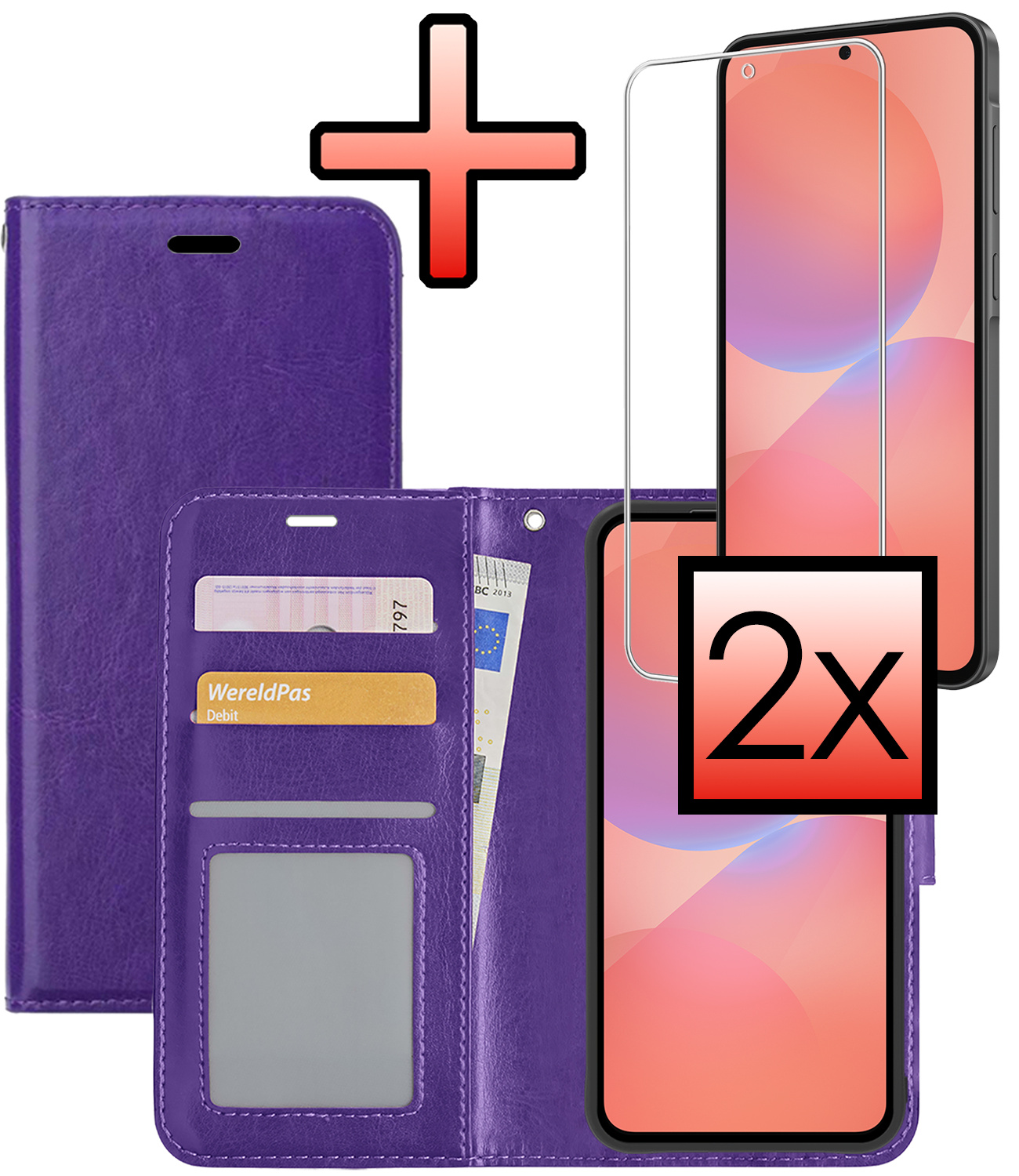 NoXx NoXx Samsung Galaxy A36 Hoesje Bookcase Met 2x Screenprotector - Paars