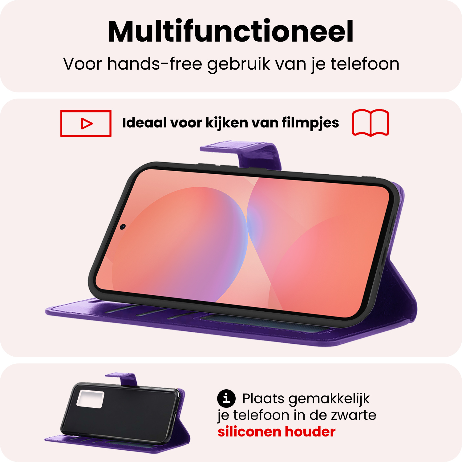 NoXx NoXx Samsung Galaxy A36 Hoesje Bookcase Met 2x Screenprotector - Paars