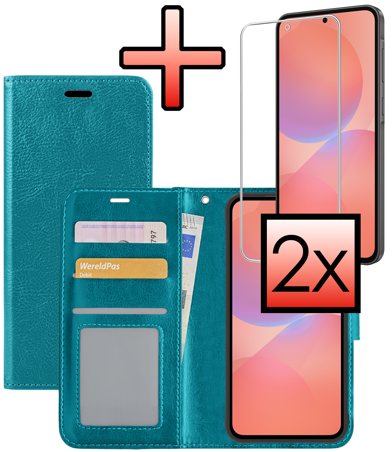 NoXx NoXx Samsung Galaxy A36 Hoesje Bookcase Met 2x Screenprotector - Turquoise