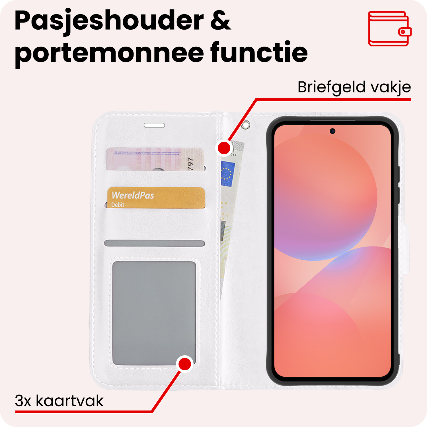 NoXx NoXx Samsung Galaxy A36 Hoesje Bookcase Met 2x Screenprotector - Wit