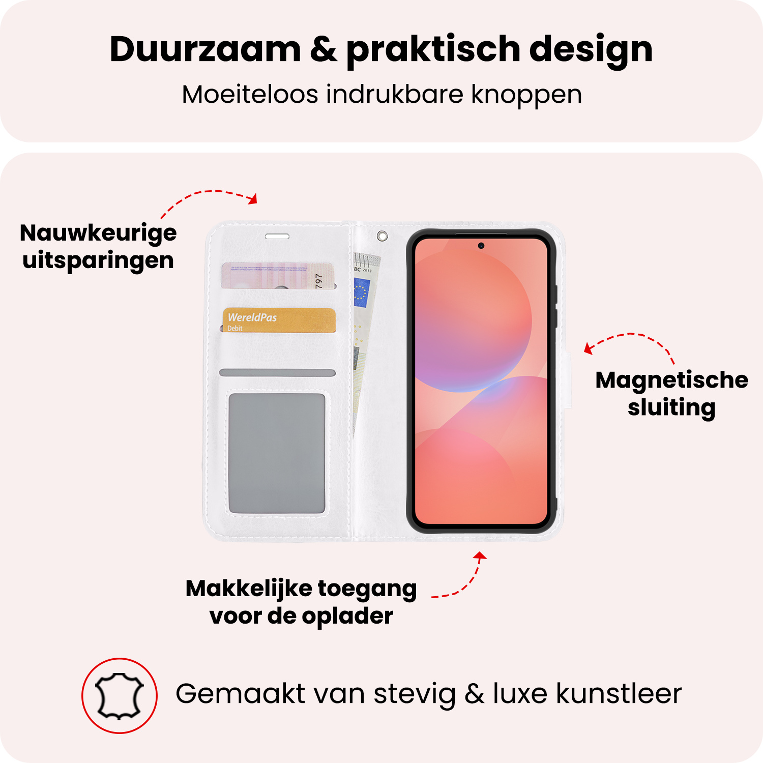 NoXx NoXx Samsung Galaxy A36 Hoesje Bookcase Met 2x Screenprotector - Wit